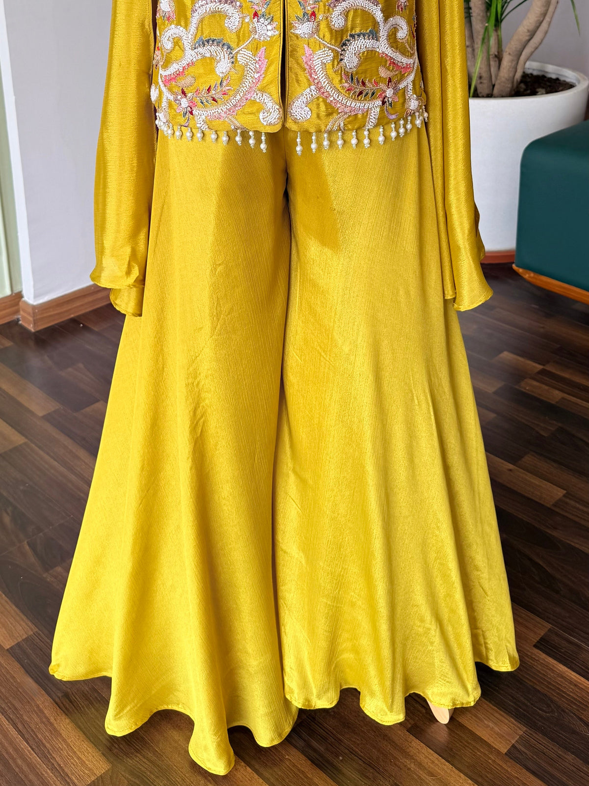Yellow color Bids Sequence Embroidery work Sharara set BLS141