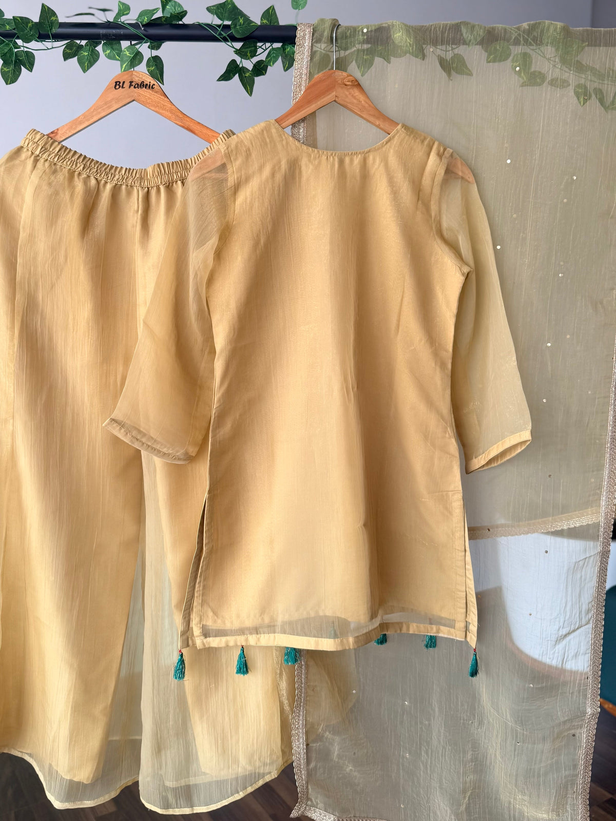 Pastel Yellow color Bids Sequence Embroidery work Sharara set BLS136