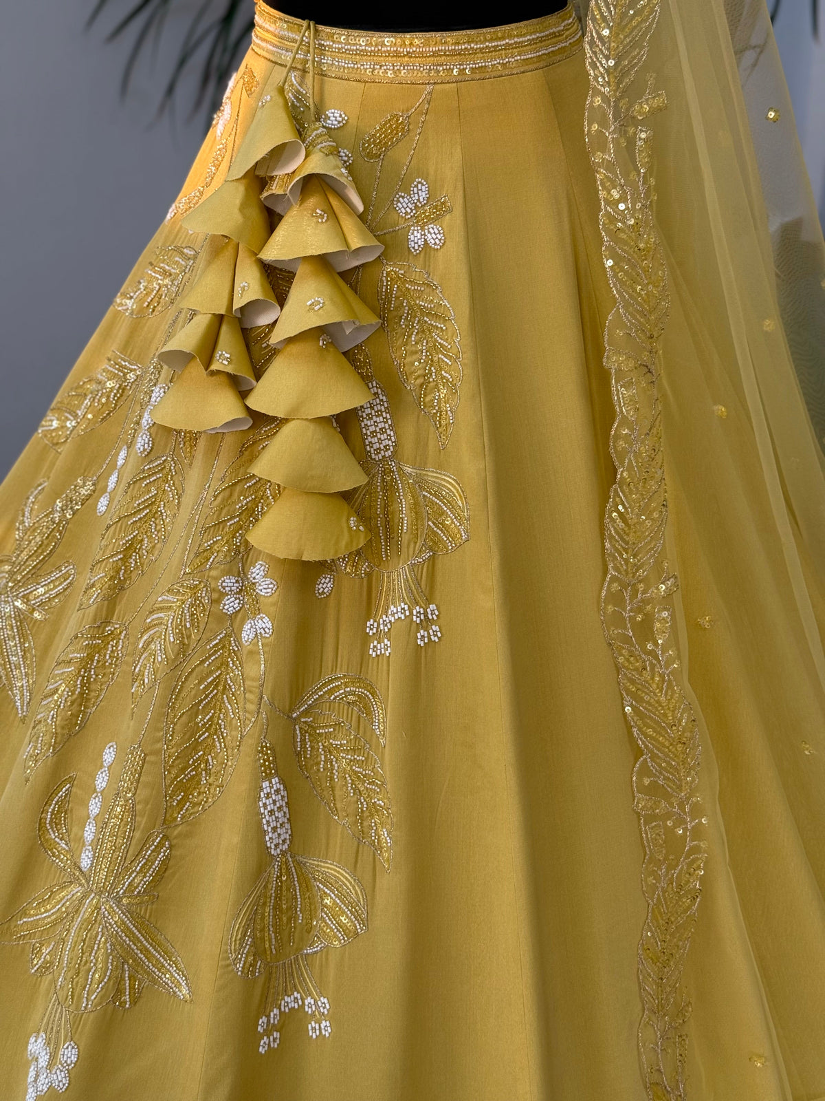 Yellow color Designer Bids Embroidery work Lehenga choli BL1650