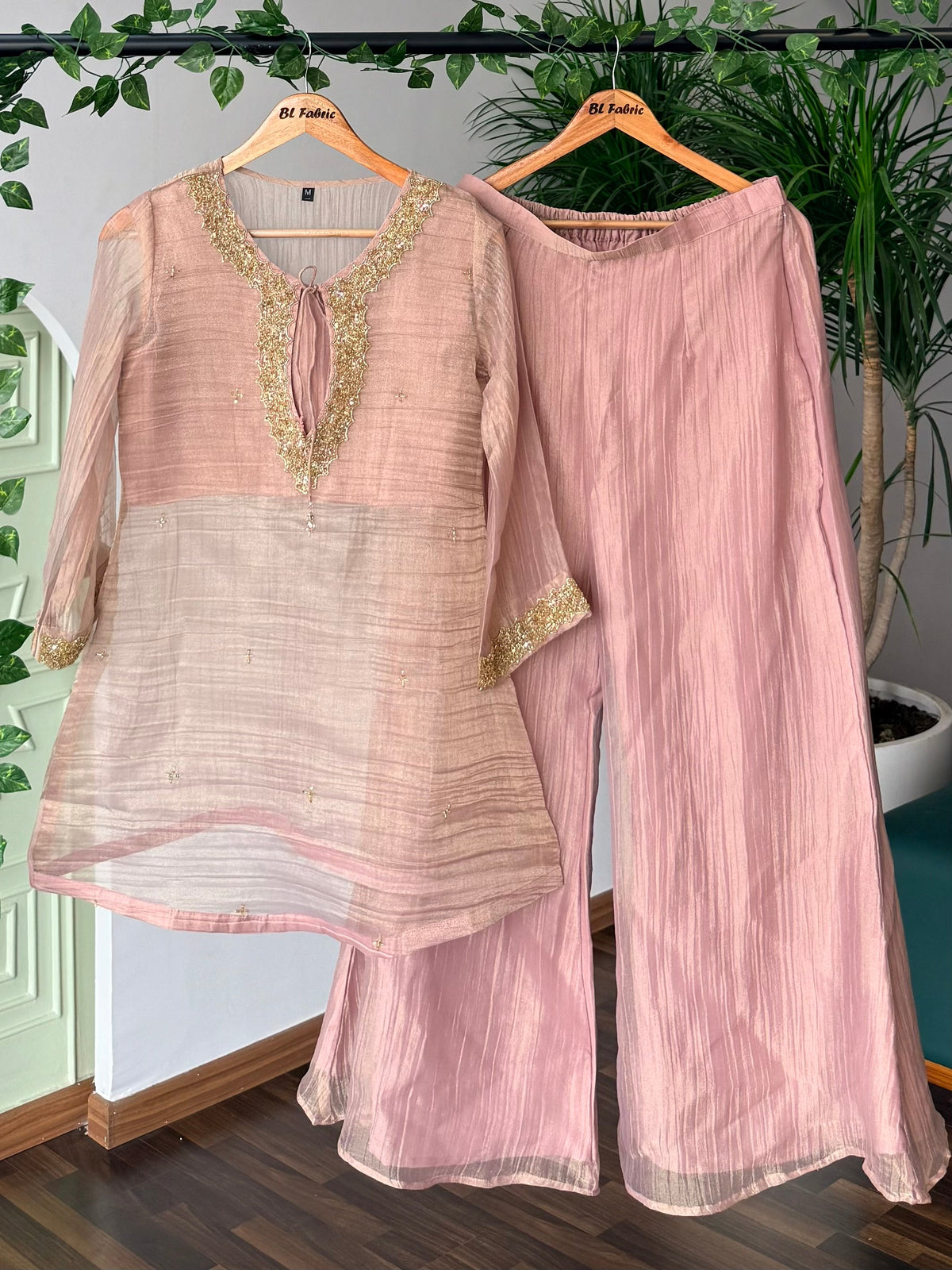 Soft pink Handwork Necklace Sharara set BLS133