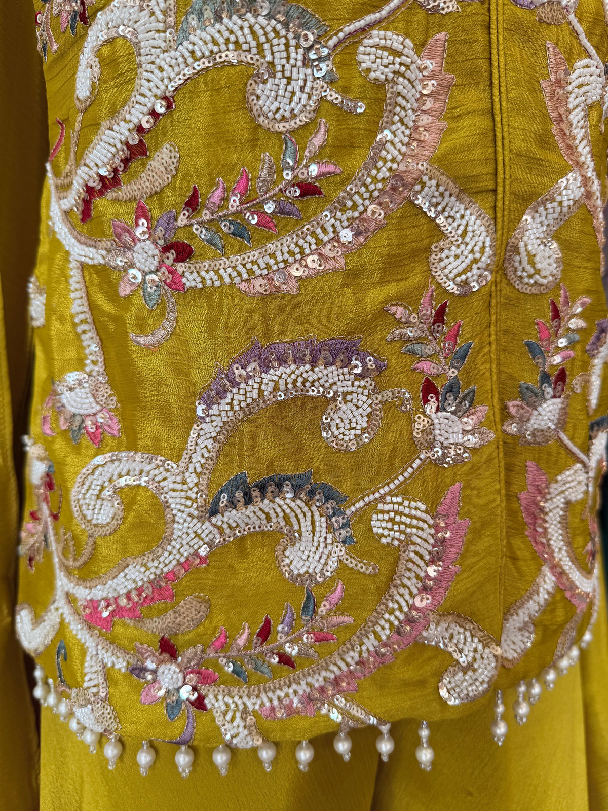 Yellow color Bids Sequence Embroidery work Sharara set BLS141
