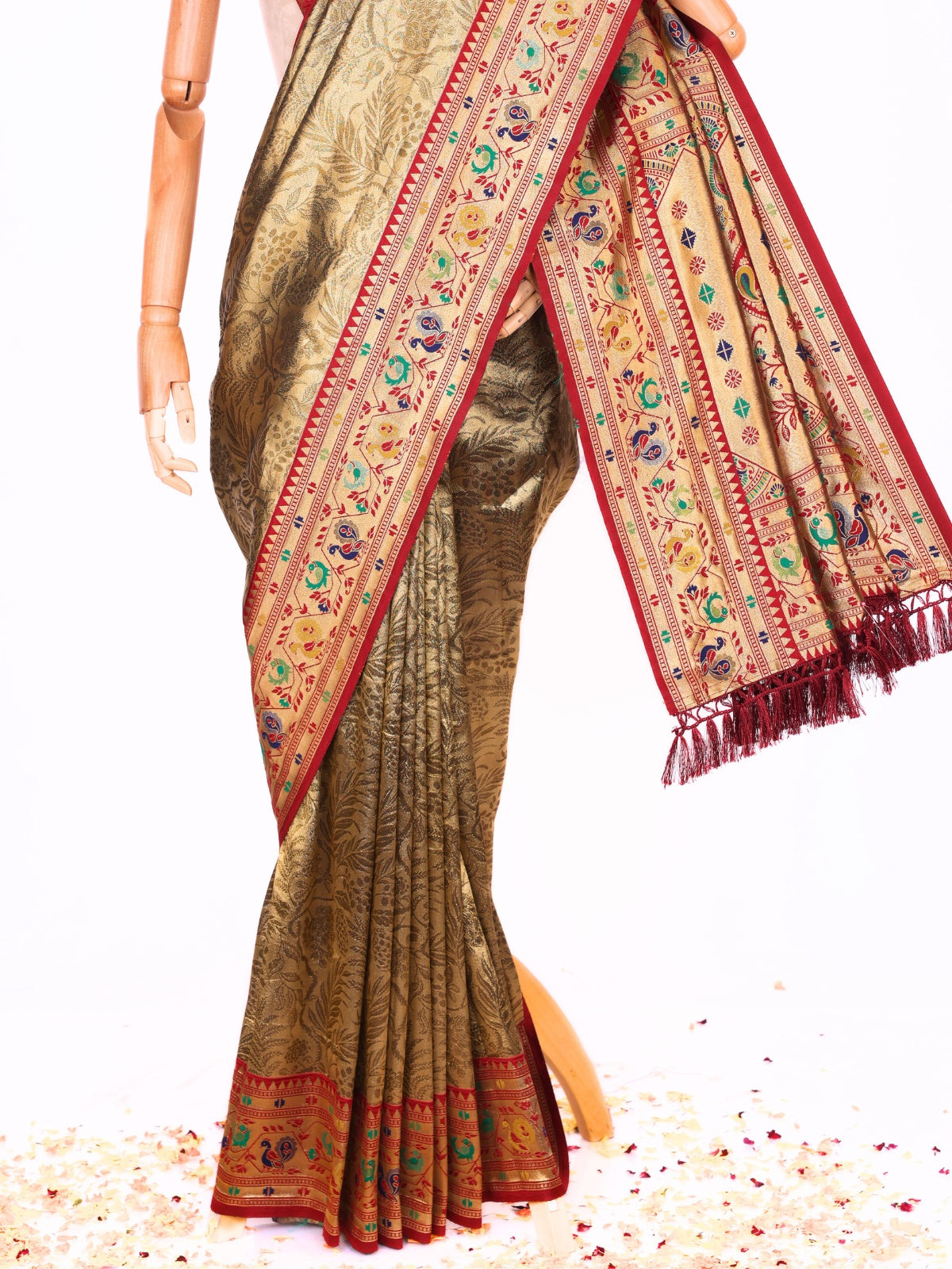 Maroon color Kanjivaram work Designer Saree BLS1005_Maroon