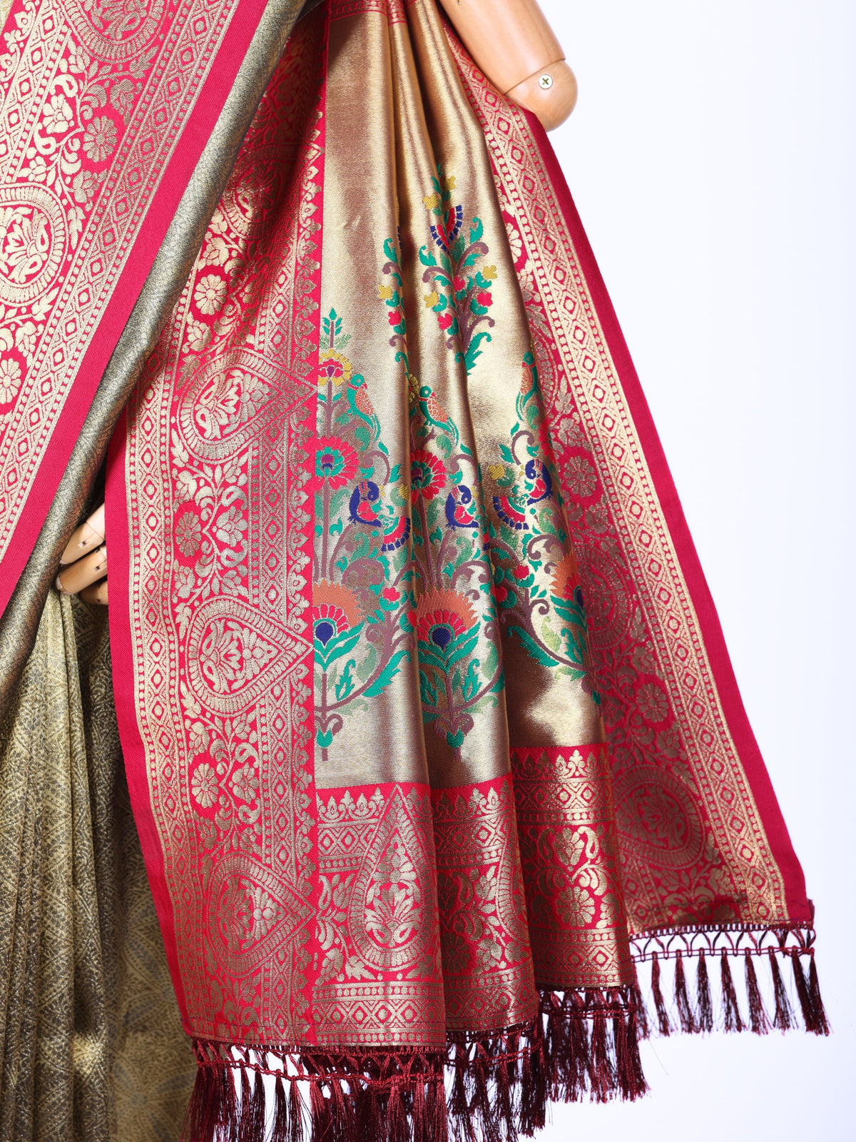 Maroon color Kanjivaram work Designer Saree BLS1017_Maroon