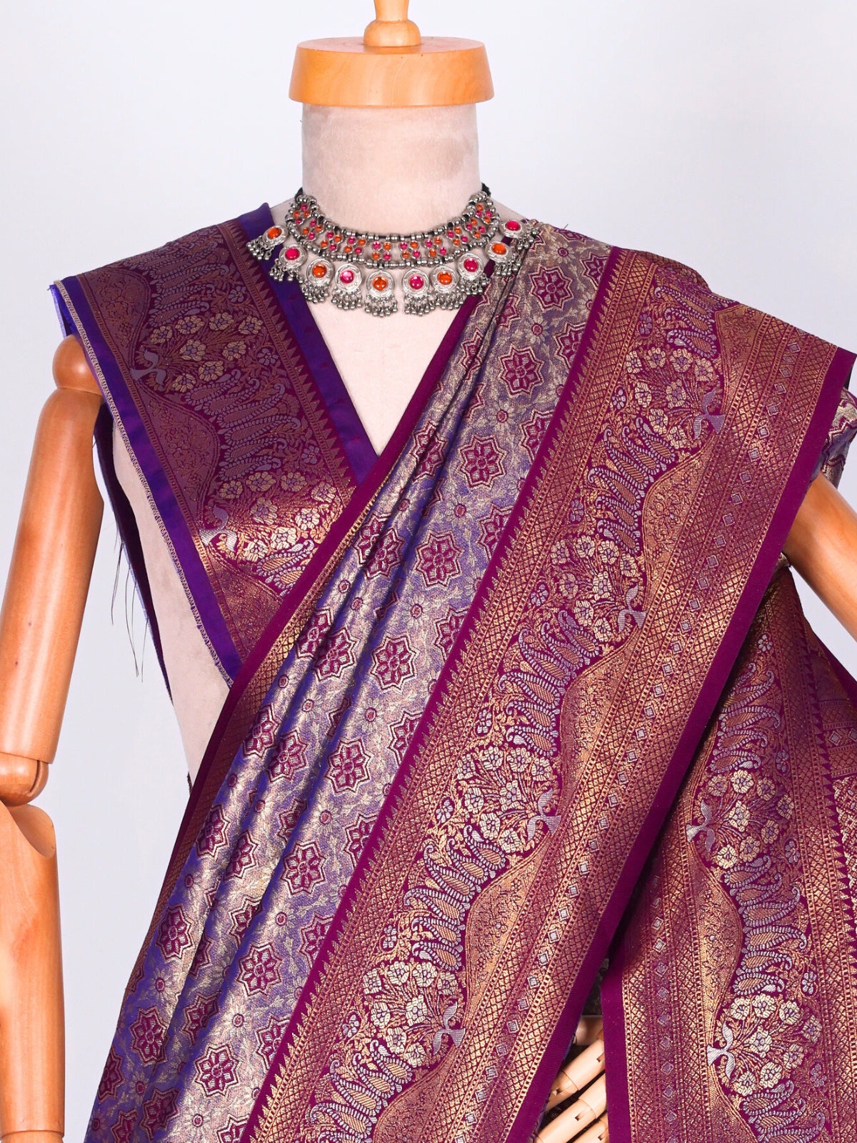 Purple color Kanjivaram work Designer Saree BLS1003_Purple
