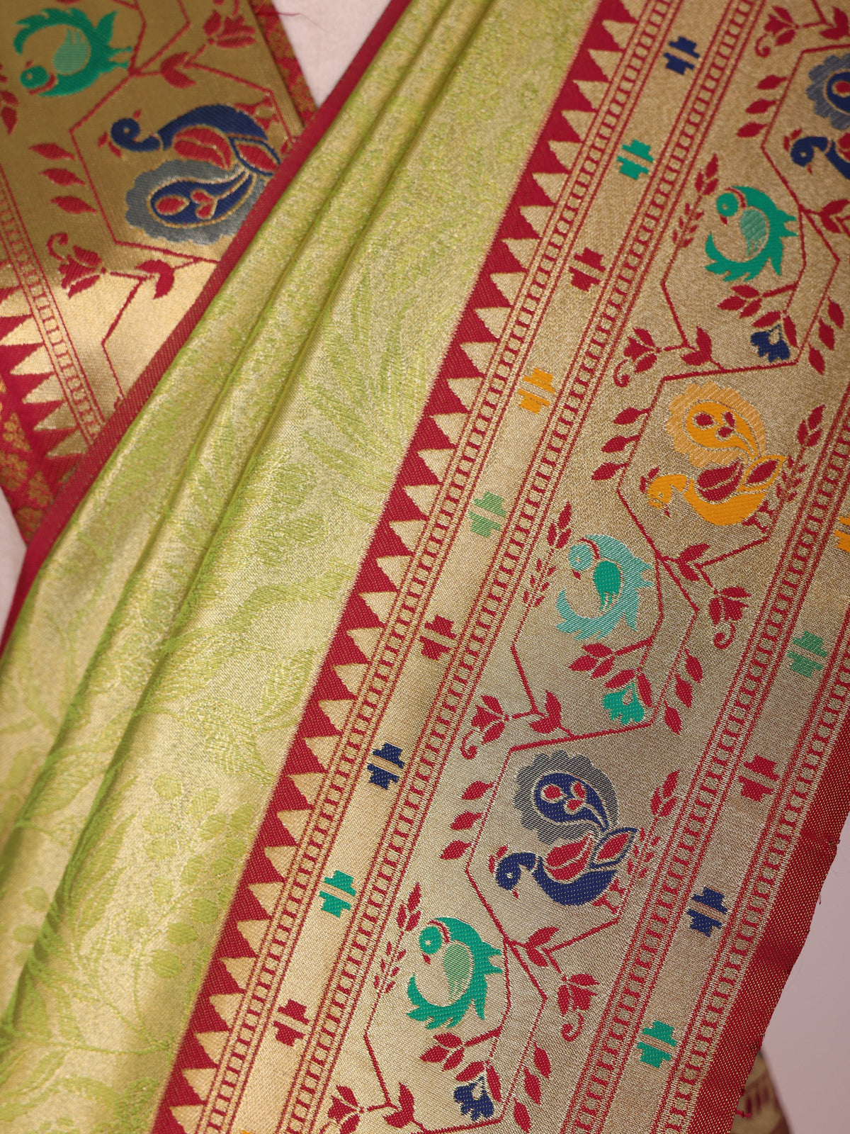 Parrot color Kanjivaram work Designer Saree BLS1005_Parrot