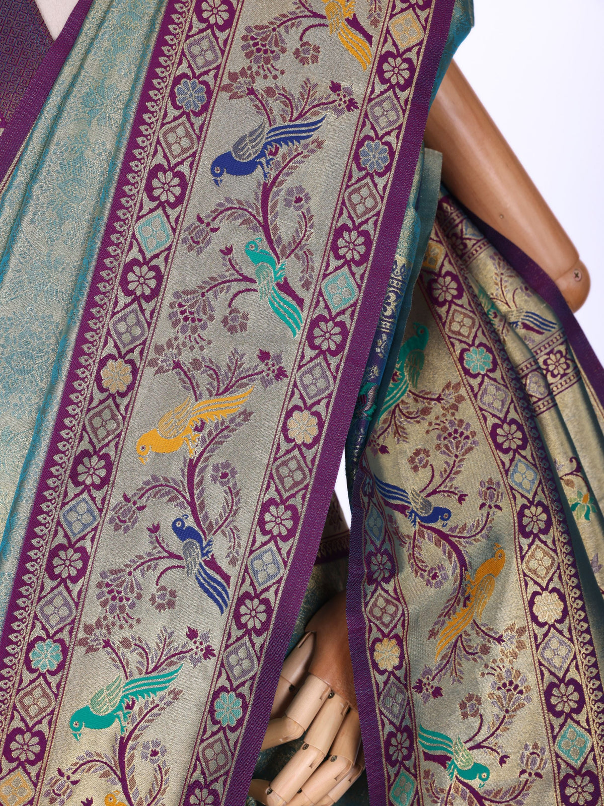 Sky blue color Kanjivaram work Designer Saree BLS1014_Sky blue