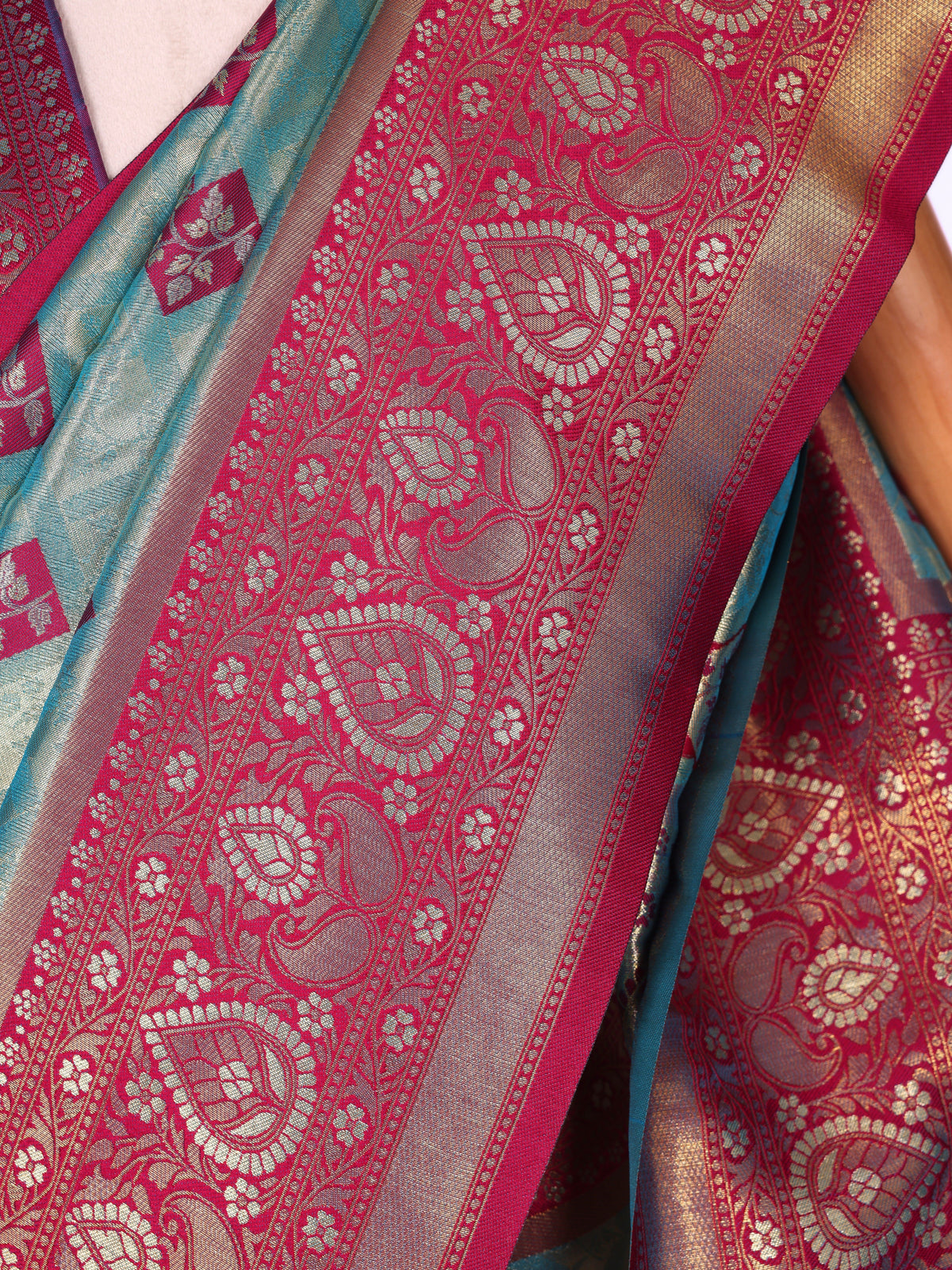 Sky blue color Kanjivaram work Designer Saree BLS1012_Sky blue