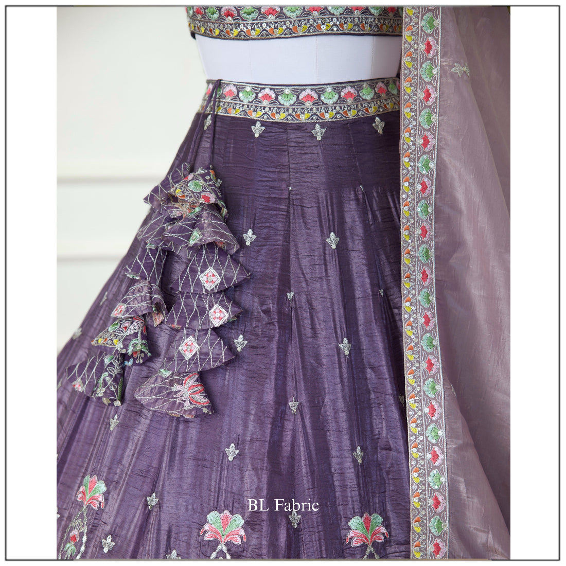 Shadding Purple color Zari Embroidery work Designer Lehenga Choli BL1529