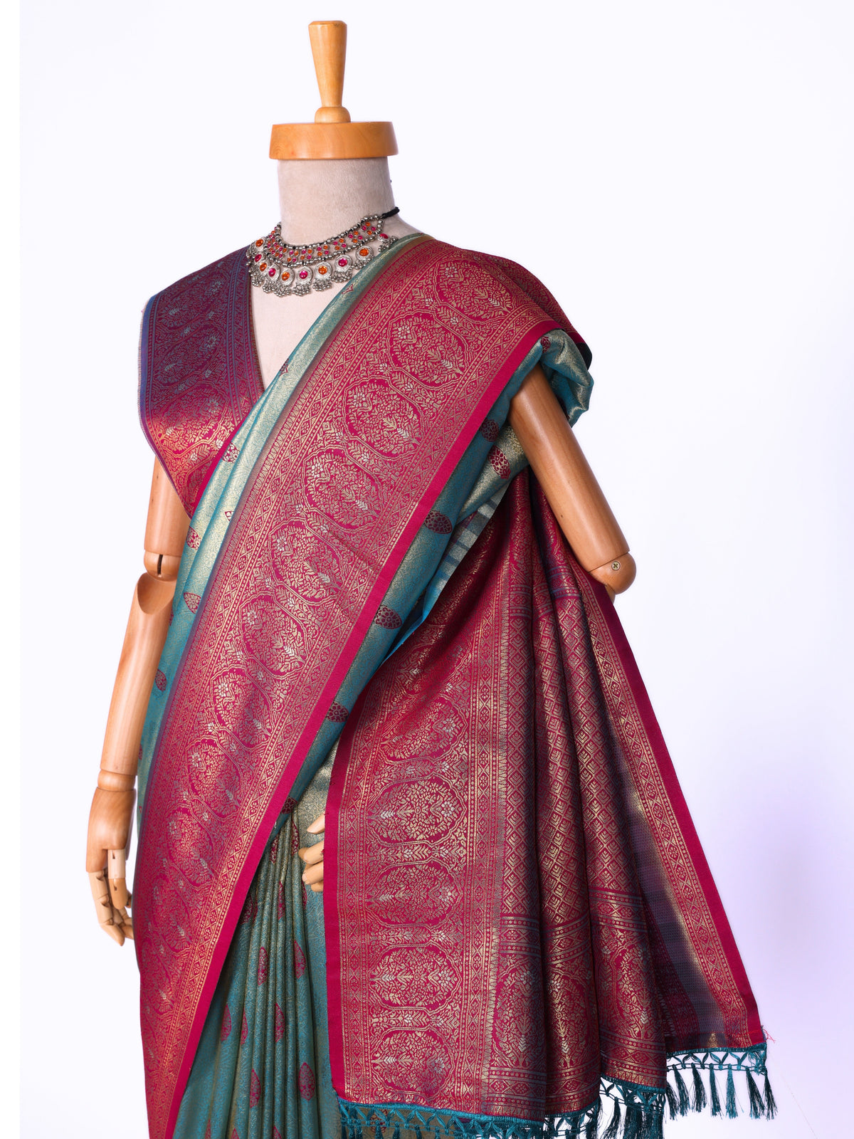 Sky blue color Kanjivaram work Designer Saree BLS1011_Sky blue