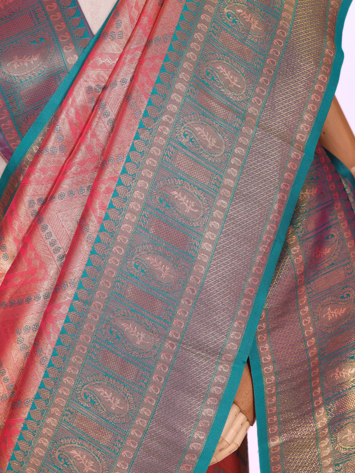 Peach color Kanjivaram work Designer Saree BLS1008_Peach