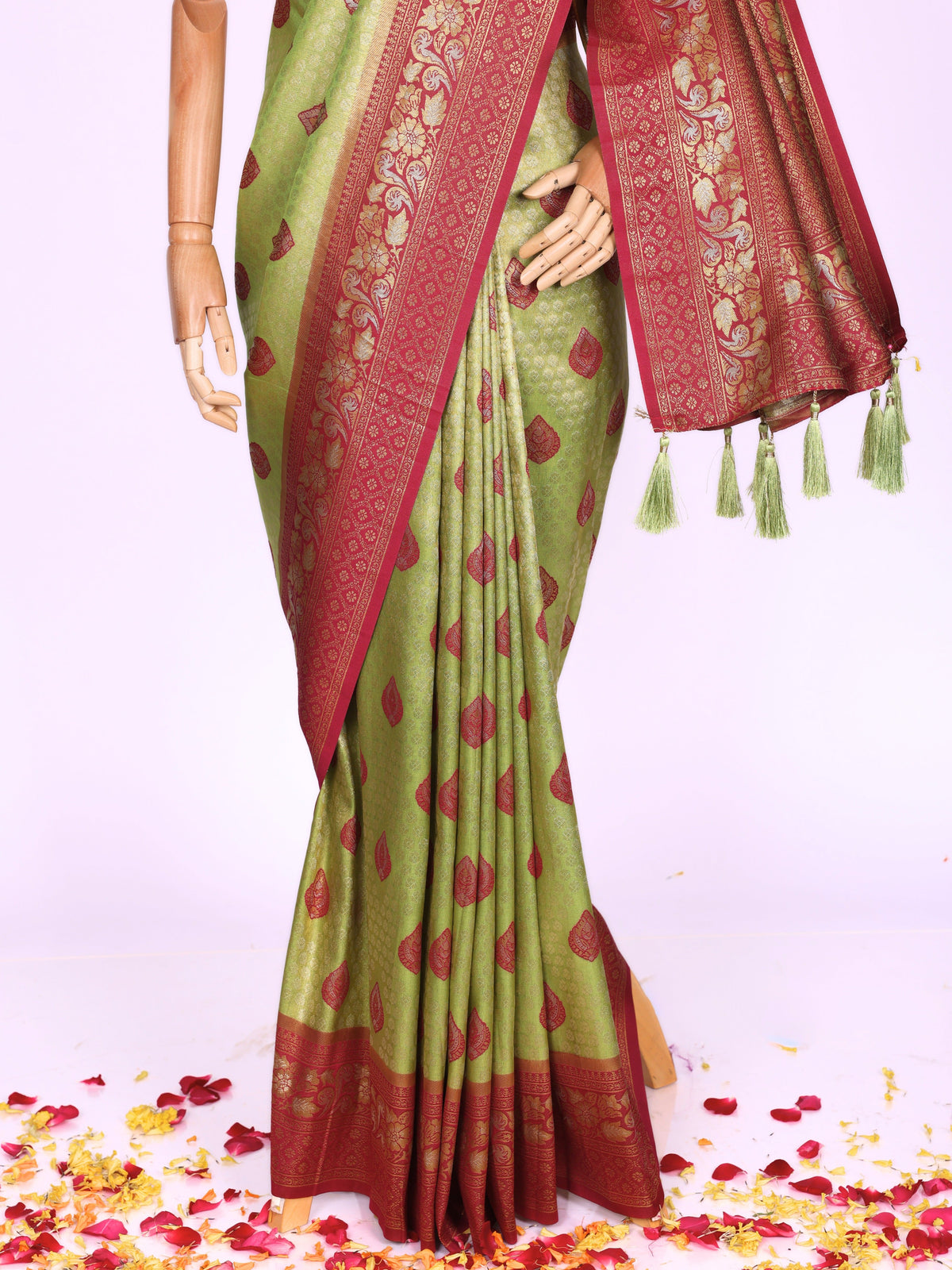 Parrot color Kanjivaram work Designer Saree BLS1007_Parrot