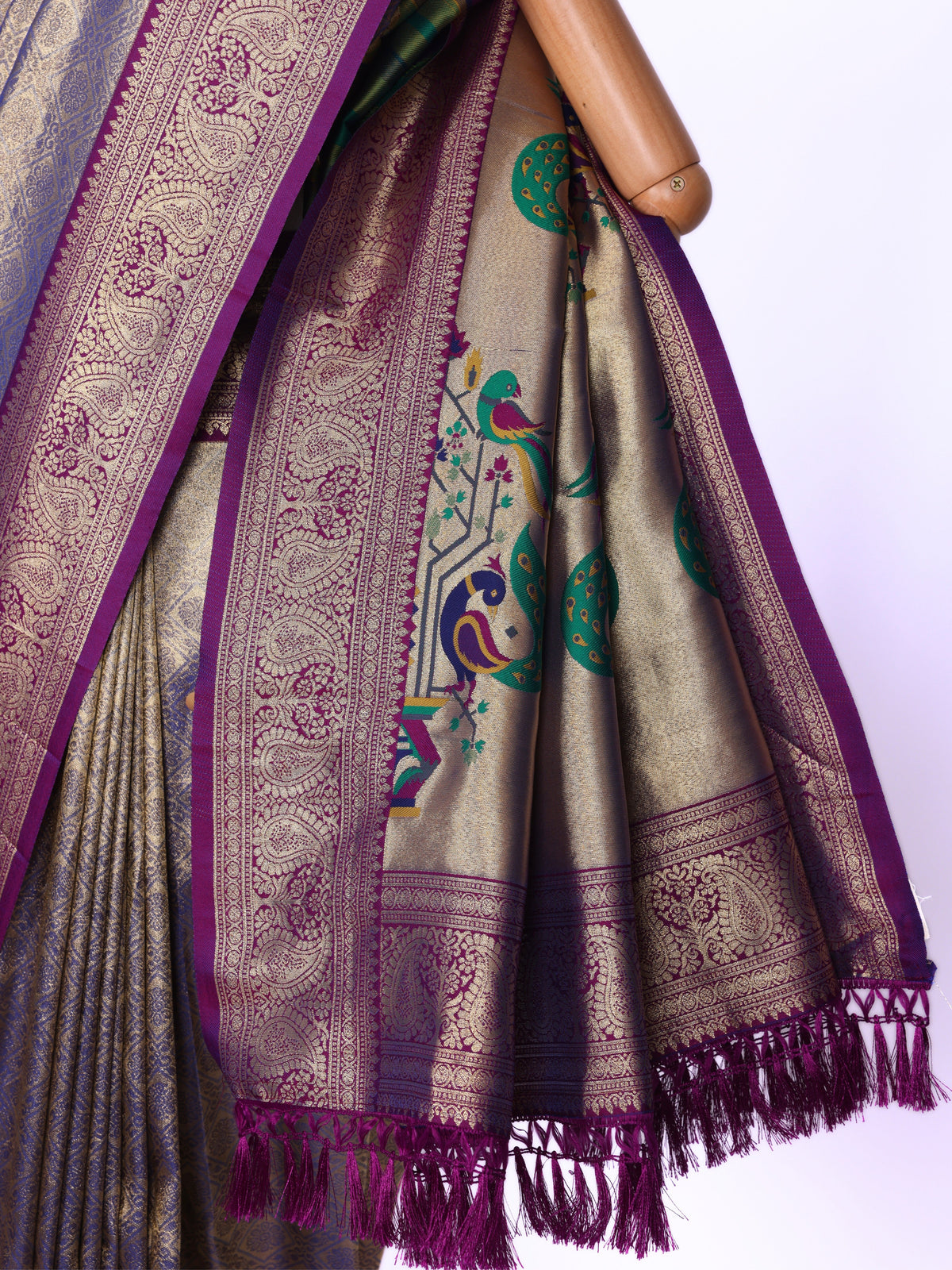 Purple color Kanjivaram work Designer Saree BLS1013_Purple