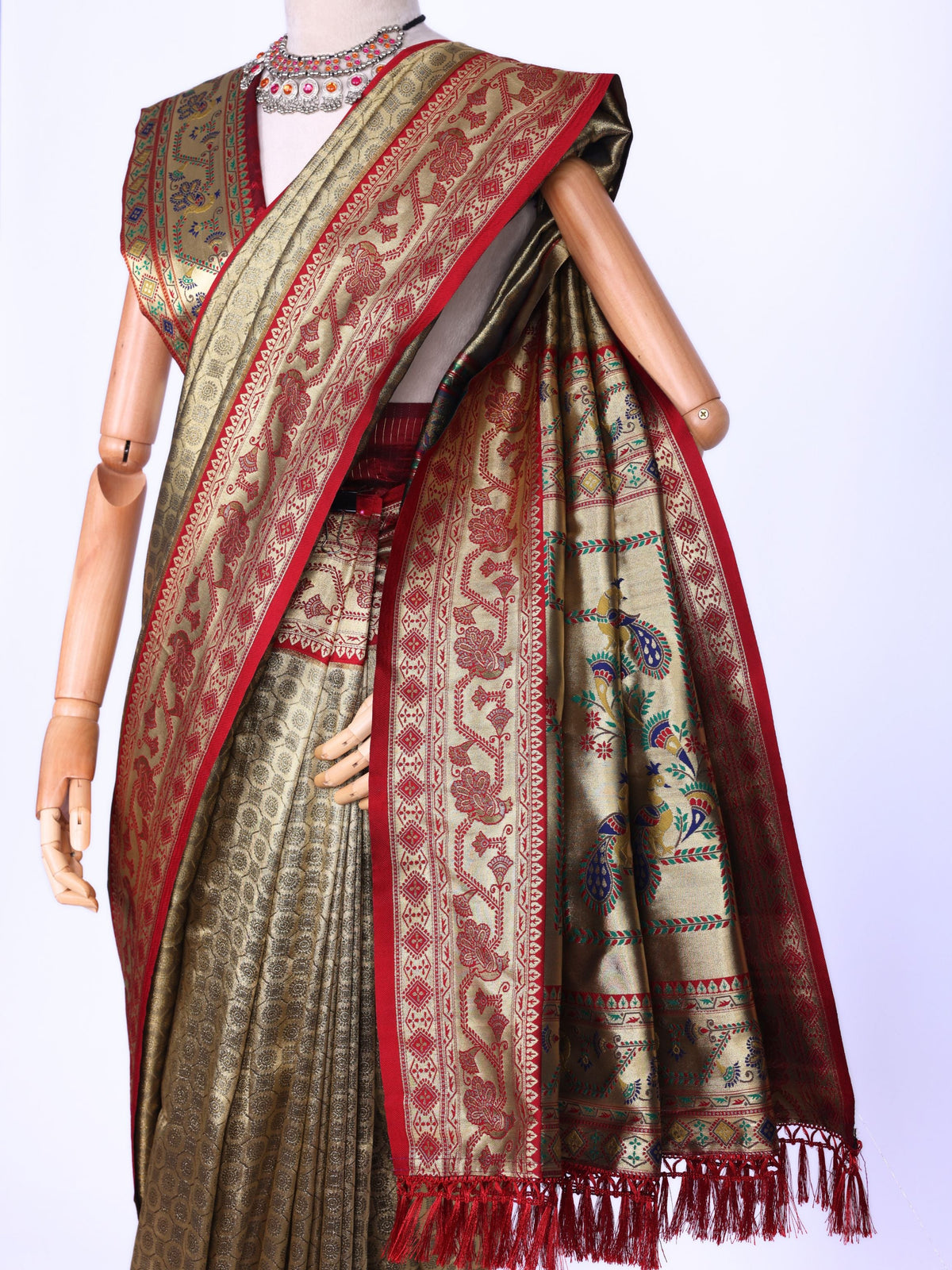 Maroon color Kanjivaram work Designer Saree BLS1015_Maroon