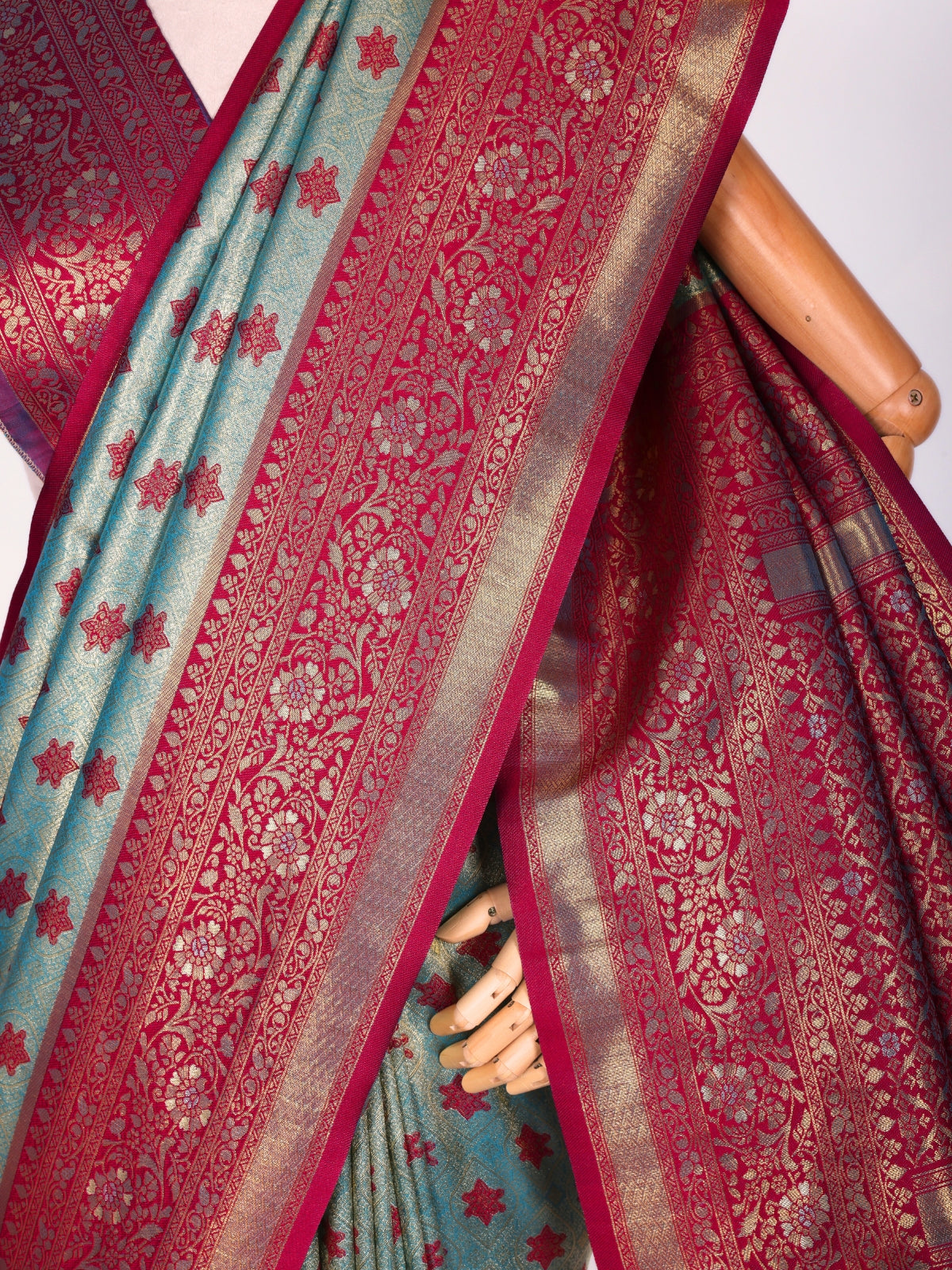 Skyblue color Kanjivaram work Designer Saree BLS1004_Skyblue