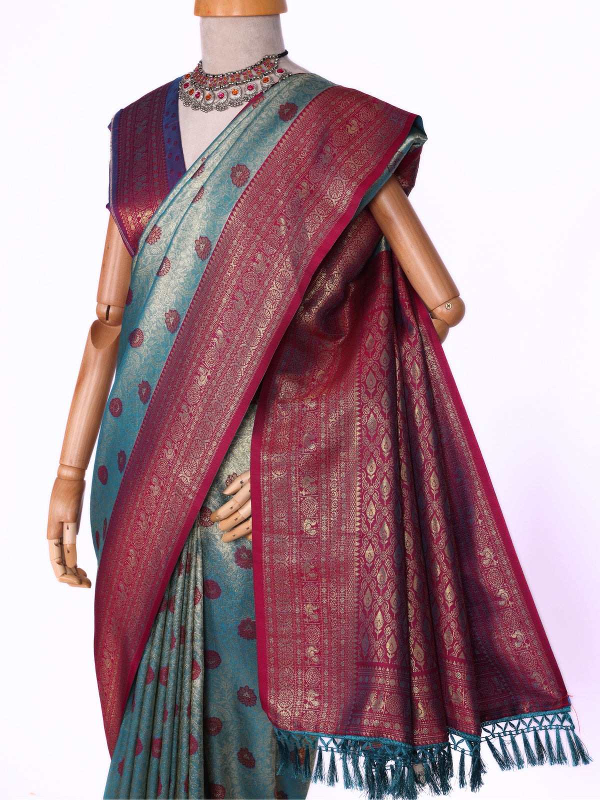 Skyblue color Kanjivaram work Designer Saree BLS1009_Skyblue