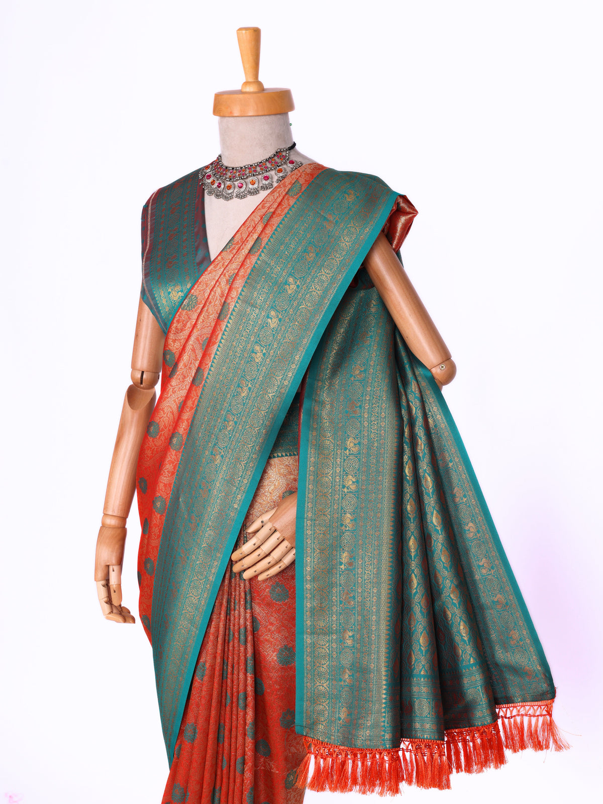 Orange color Kanjivaram work Designer Saree BLS1009_Orange