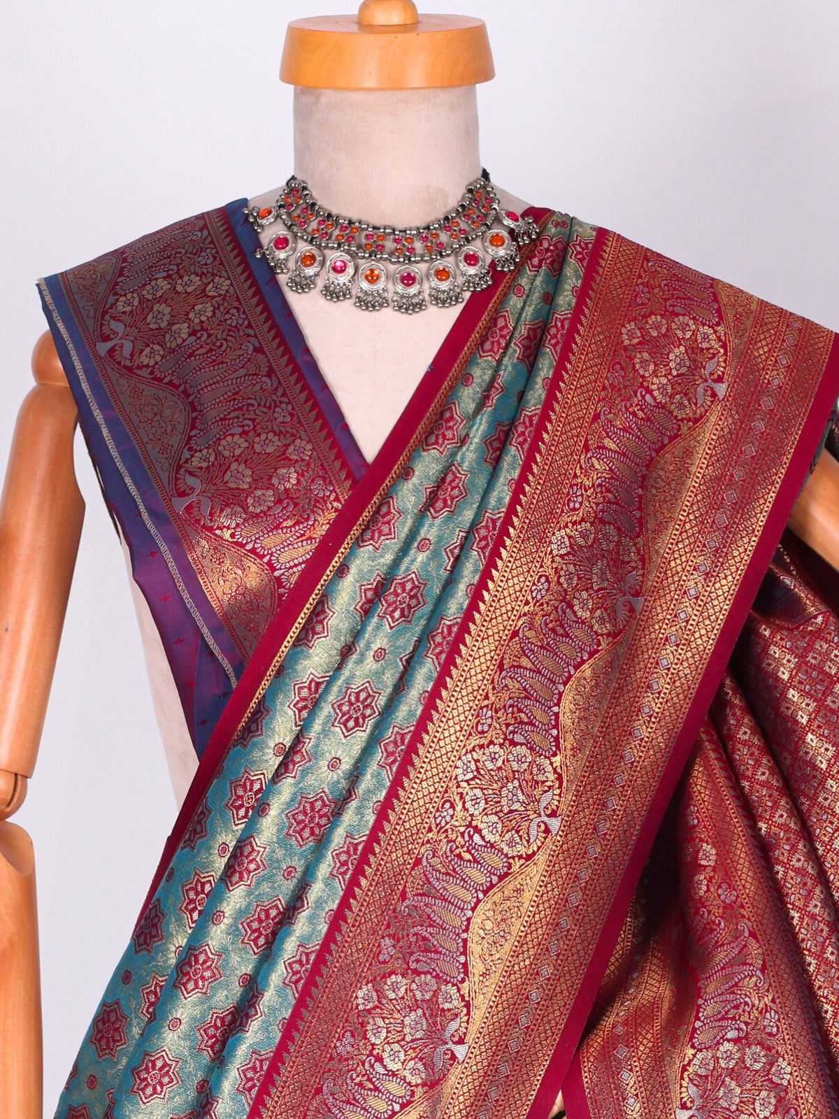Skyblue color Kanjivaram work Designer Saree BLS1003_Skyblue