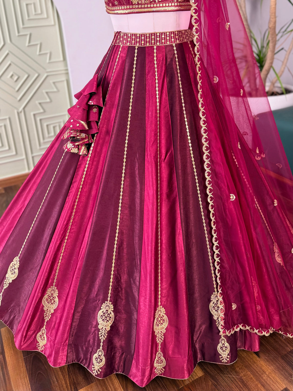 Wine Maroon color Designer Sequence Embroidery work Lehenga choli BL1731