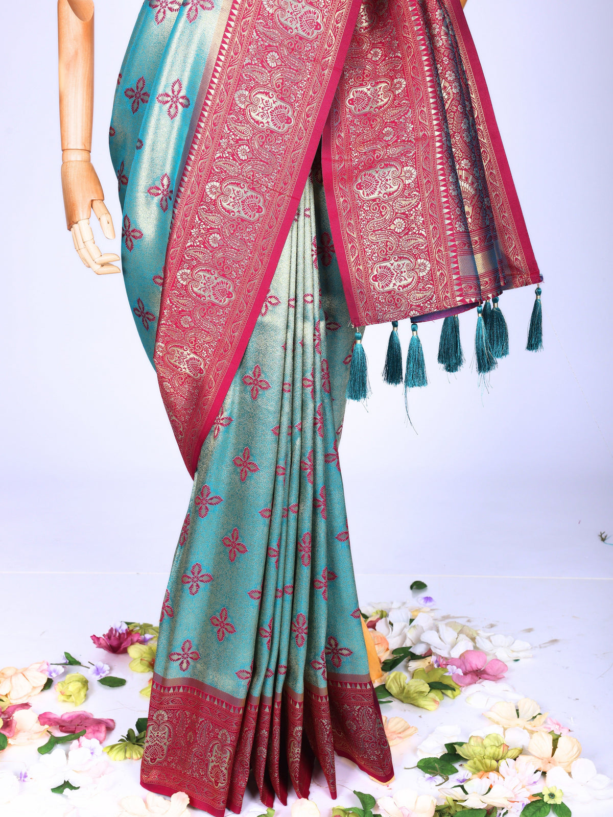 Skyblue color Kanjivaram work Designer Saree BLS1020_skyblue