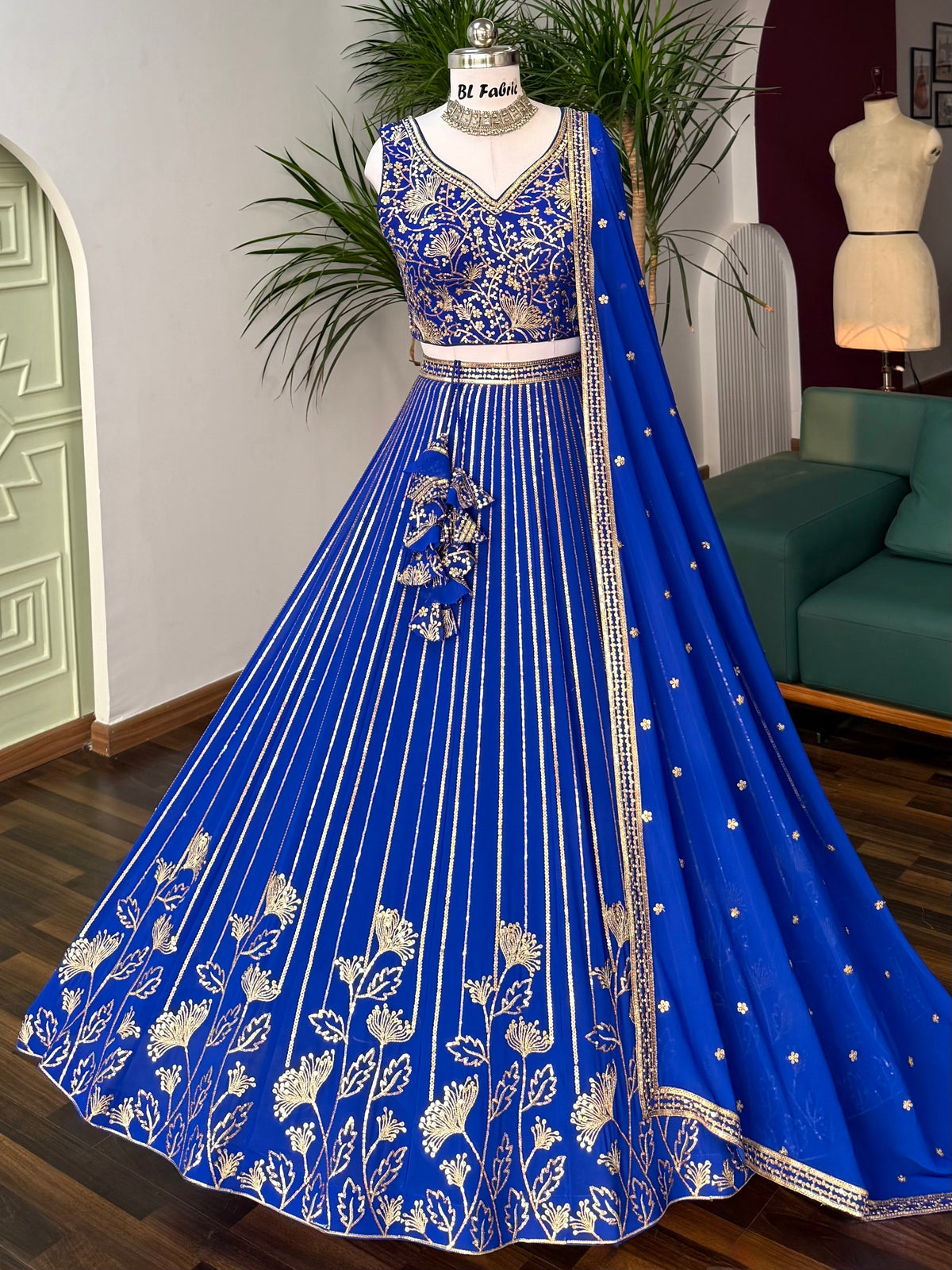 Blue color Sequence Embroidery work Designer Lehenga Choli BL1649