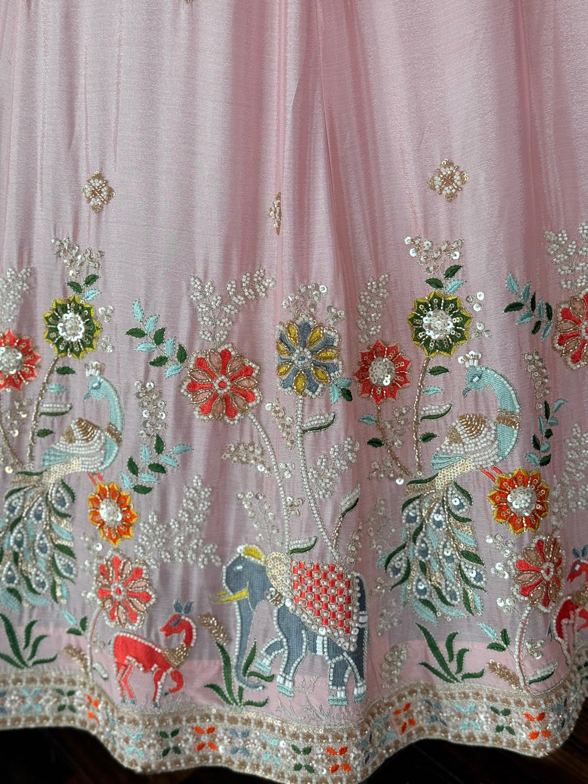 Peach Pink color Designer Bids Embroidery work Lehenga choli BL1747