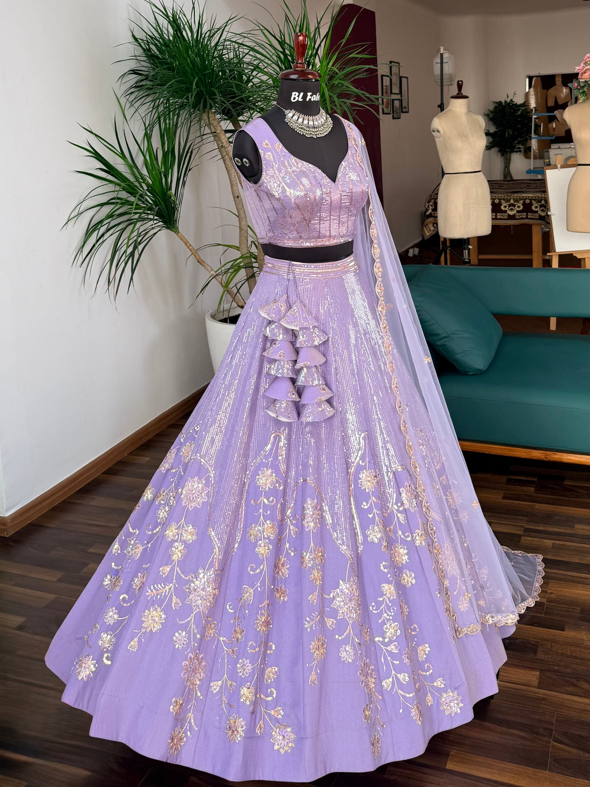 Pastel Purple color Designer Sequence Embroidery work Lehenga choli BL1689