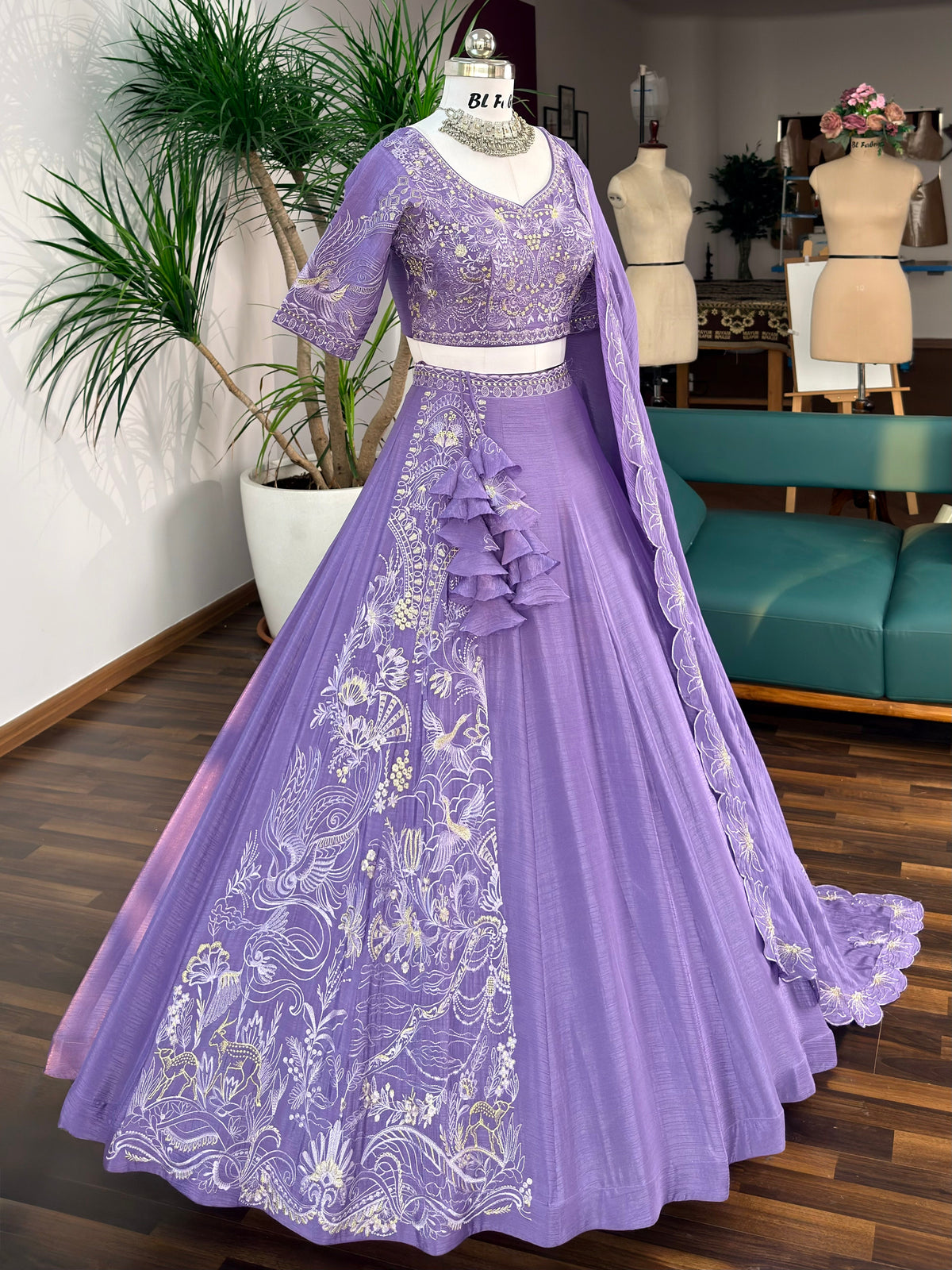 Light purple color Sequence Embroidery work Designer Lehenga Choli BL1684