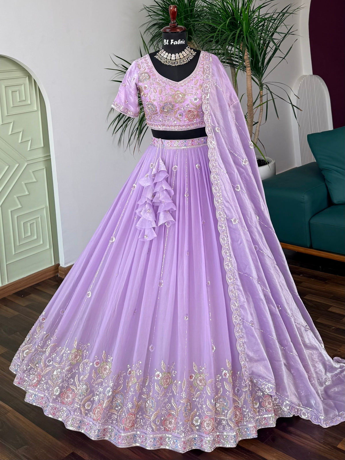 Dusty Purple color Bids Embroidery work Lehenga Choli BL1727
