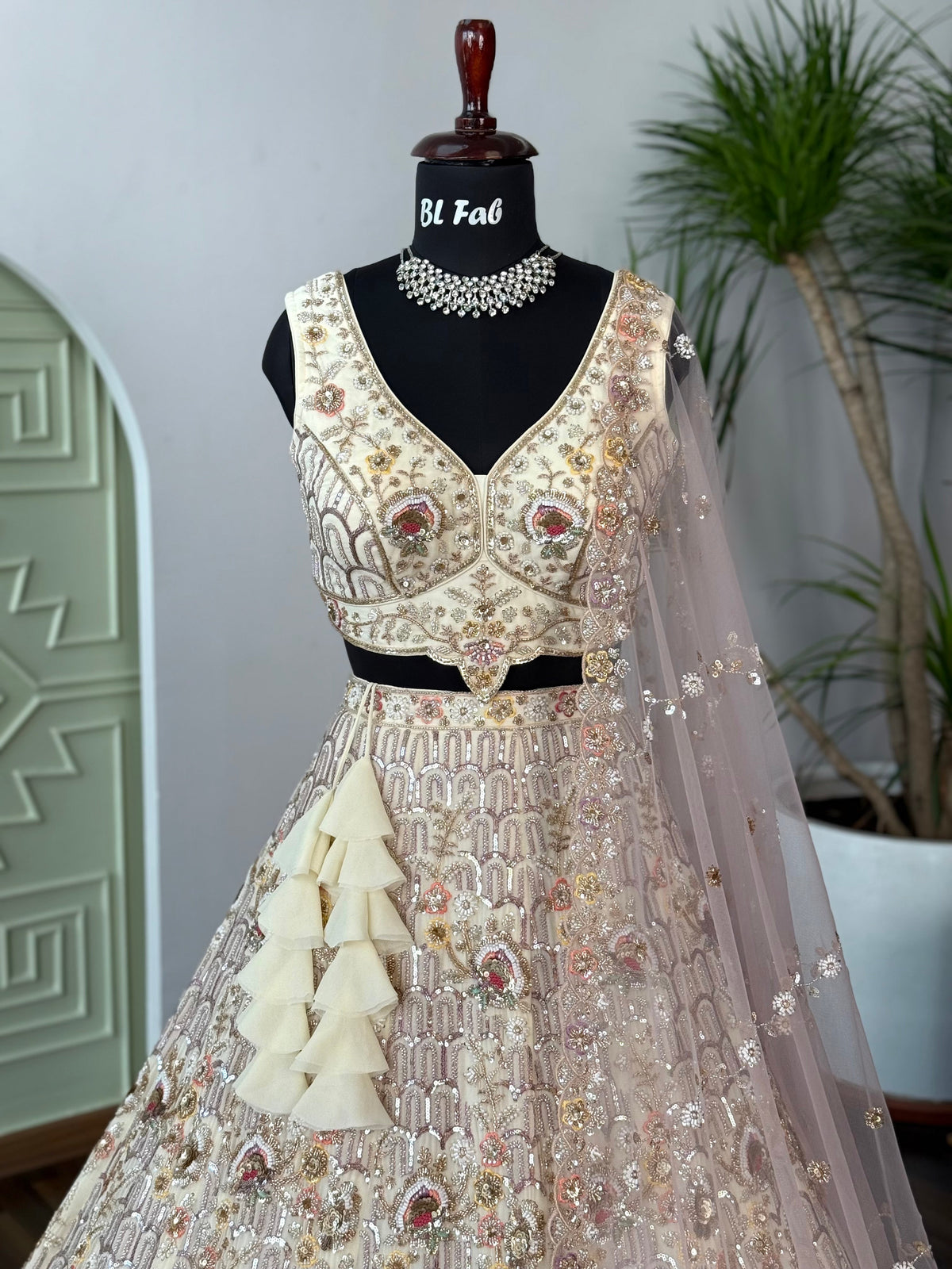 Off white color Hand Embroidery work Designer Lehenga Choli for Wedding Function BL1628