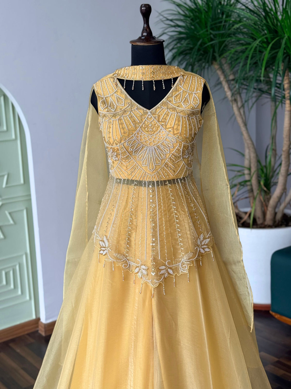 Yellow color Bids Embroidery work Sharara set BLS109