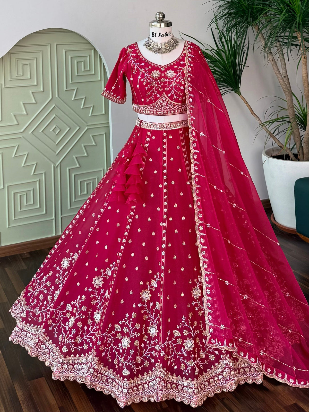 Rani Pink color Bids Embroidery work Designer Lehenga Choli BL1717