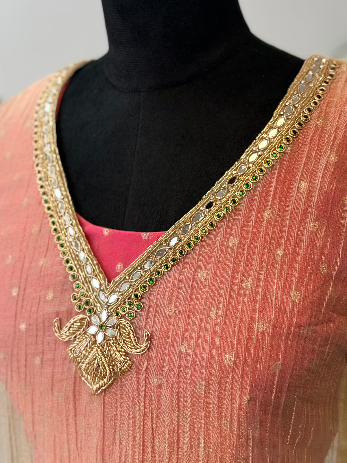 Ivory & Peach Sharara color Bids Sequence Embroidery work Sharara set BLS139