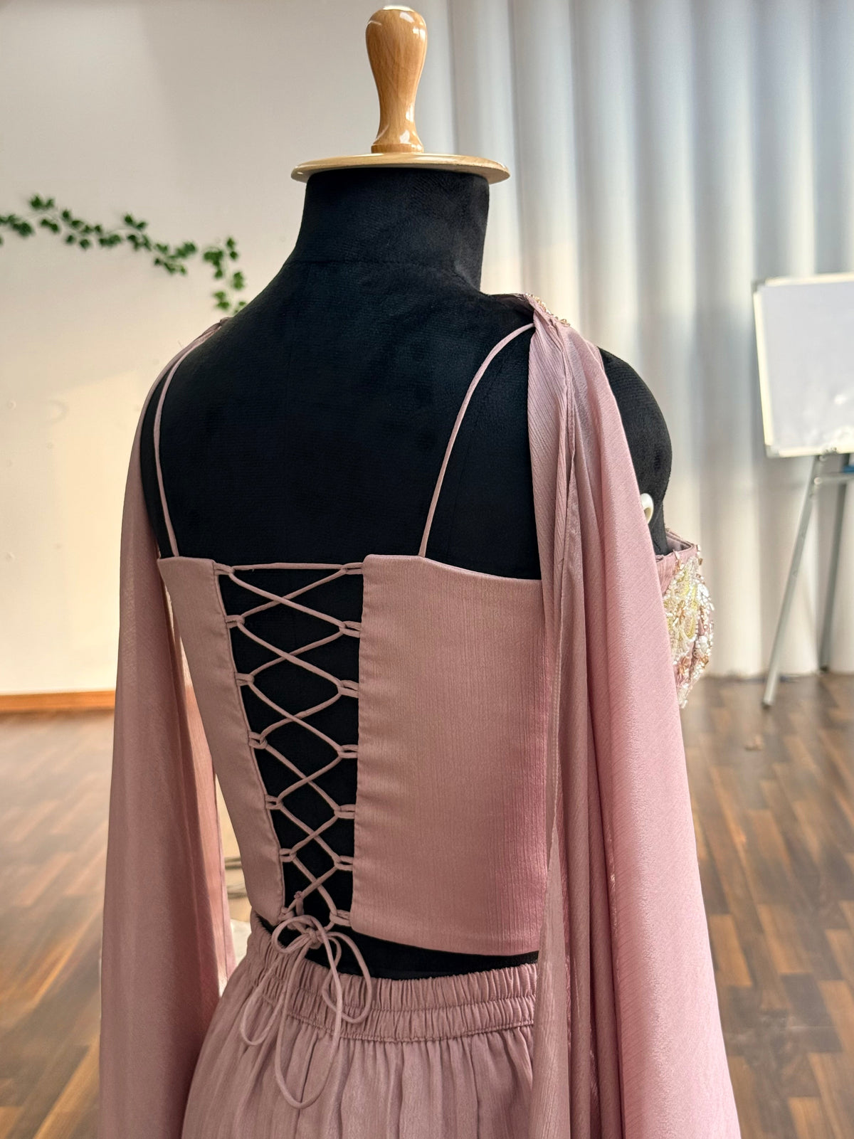 Soft Mauve Pink color Bids Sequence Embroidery work Sharara set BLS127