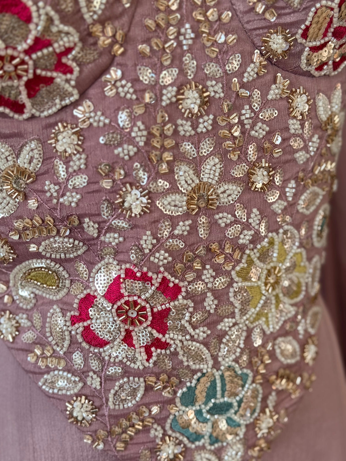 Soft Mauve Pink color Bids Sequence Embroidery work Sharara set BLS127