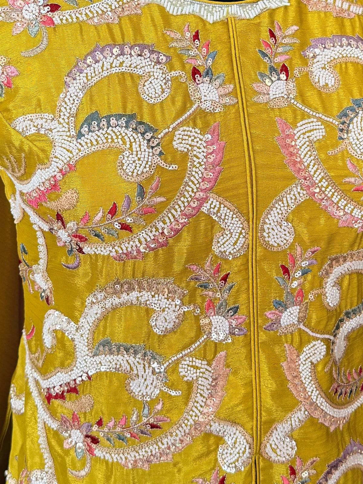 Yellow color Bids Sequence Embroidery work Sharara set BLS141