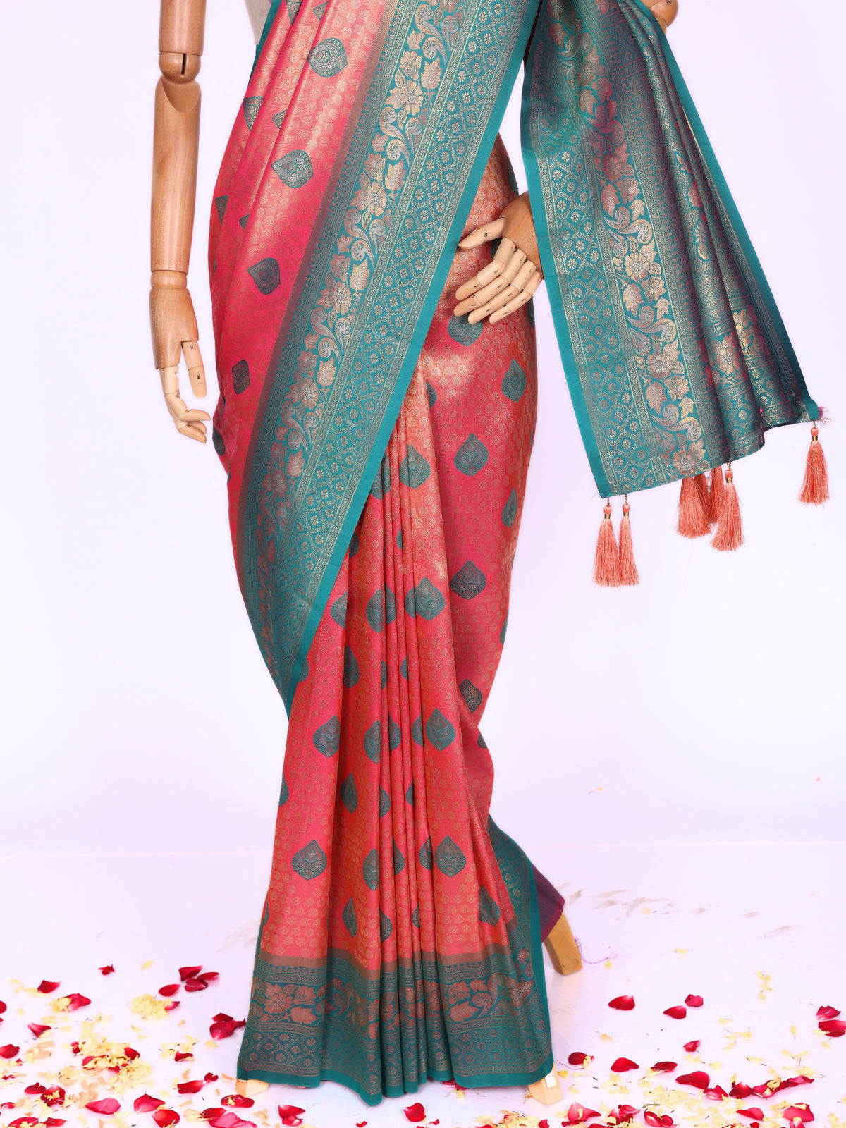 Peach color Kanjivaram work Designer Saree BLS1007_Peach