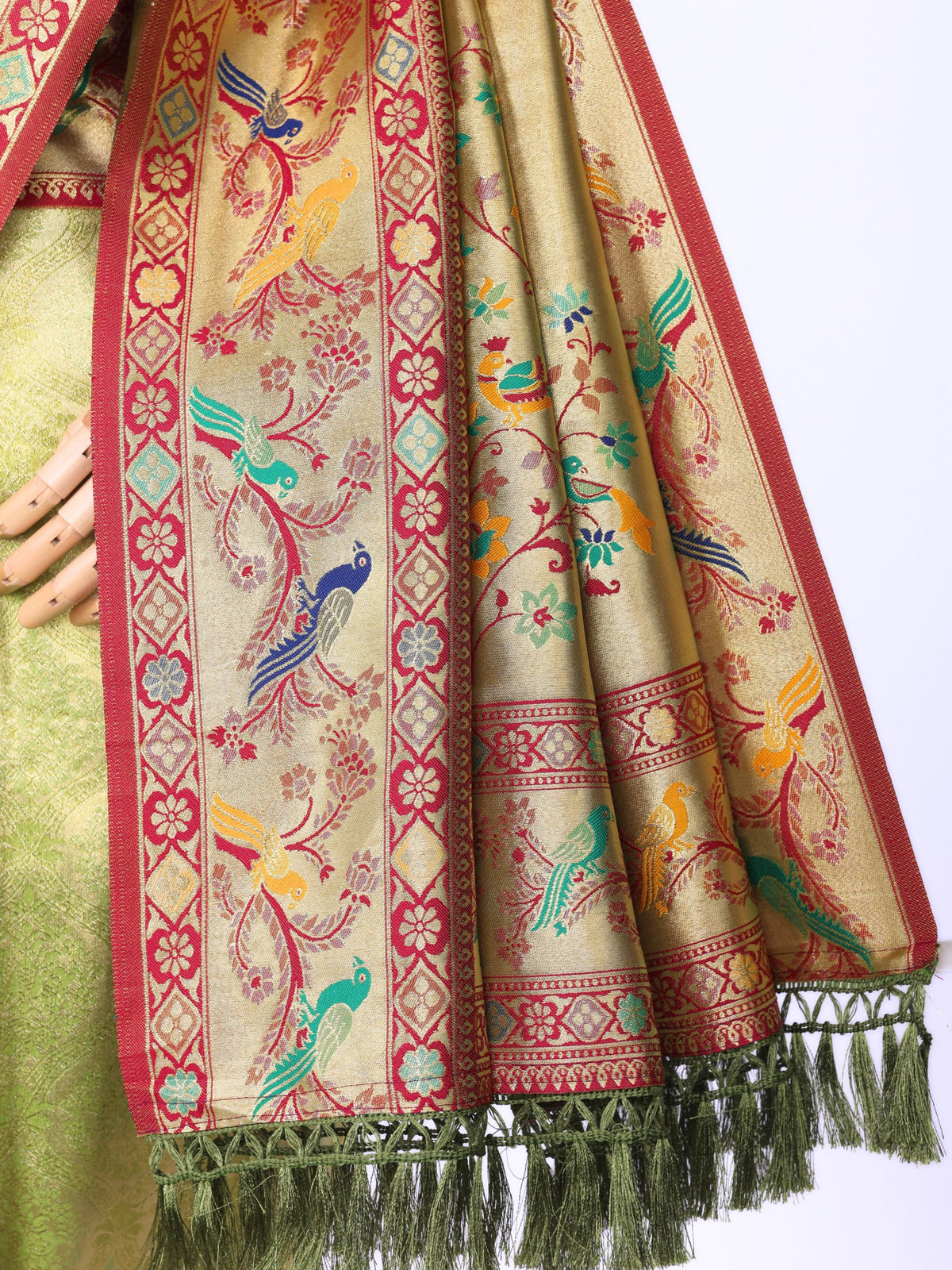 Parrot color Kanjivaram work Designer Saree BLS1014_Parrot