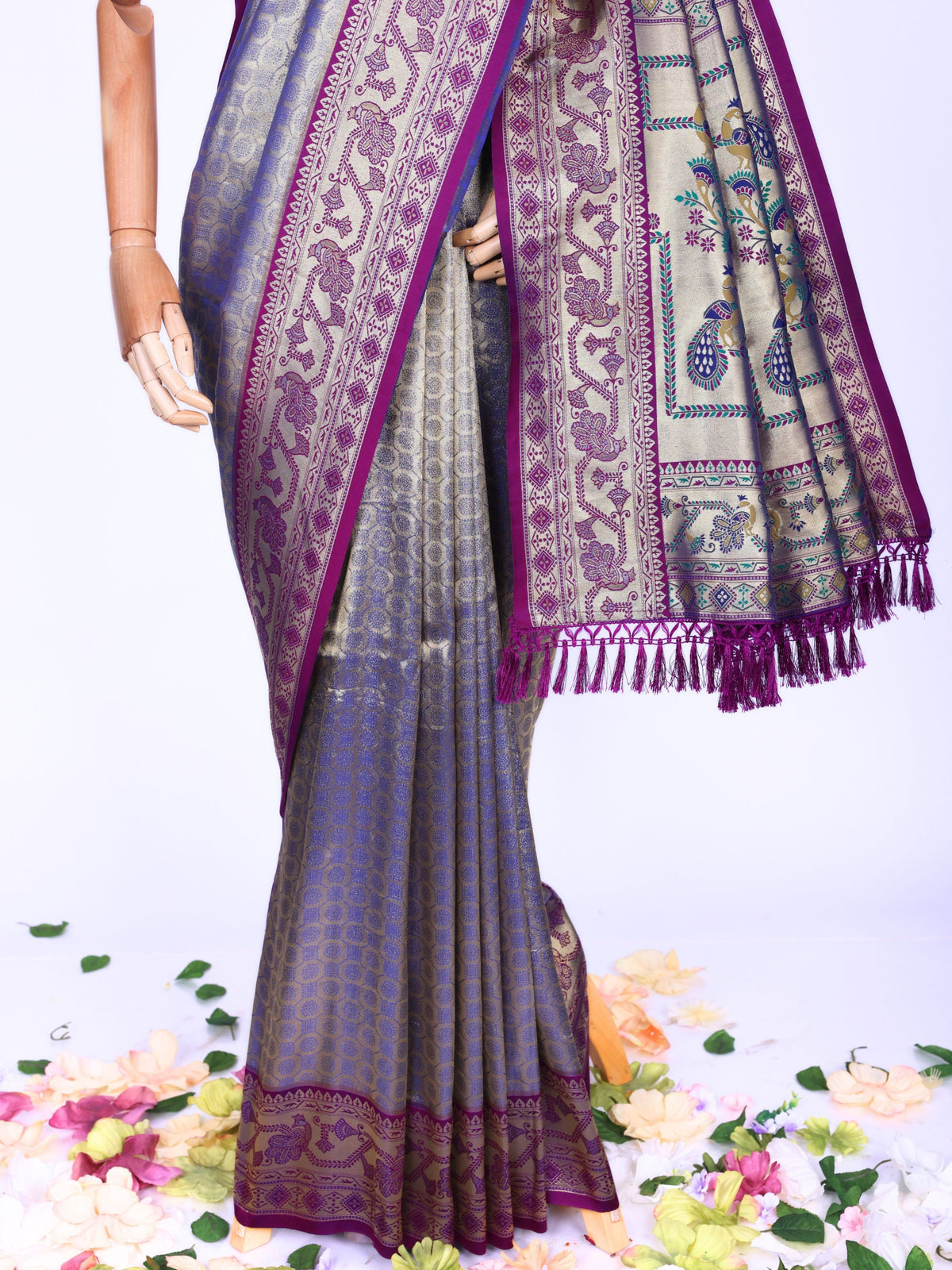 Purple color Kanjivaram work Designer Saree BLS1015_Purple