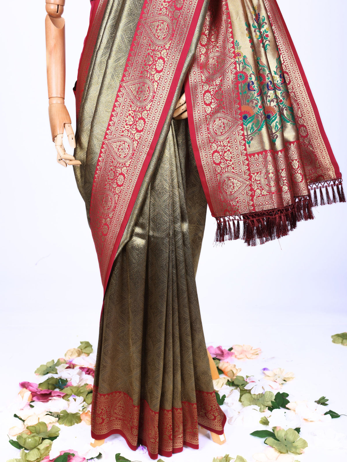 Maroon color Kanjivaram work Designer Saree BLS1017_Maroon