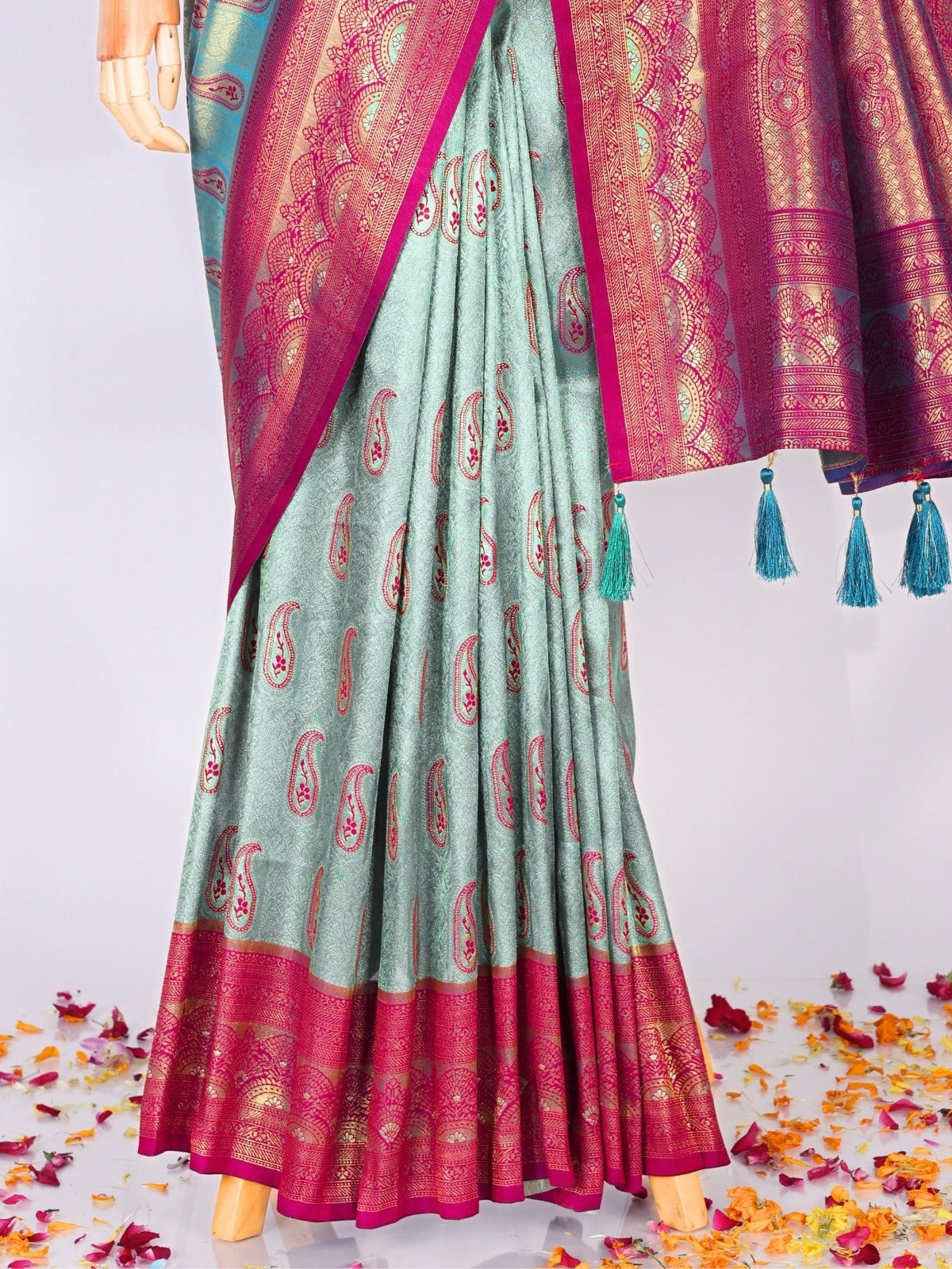 Skyblue color Kanjivaram work Designer Saree BLS1002_Skyblue