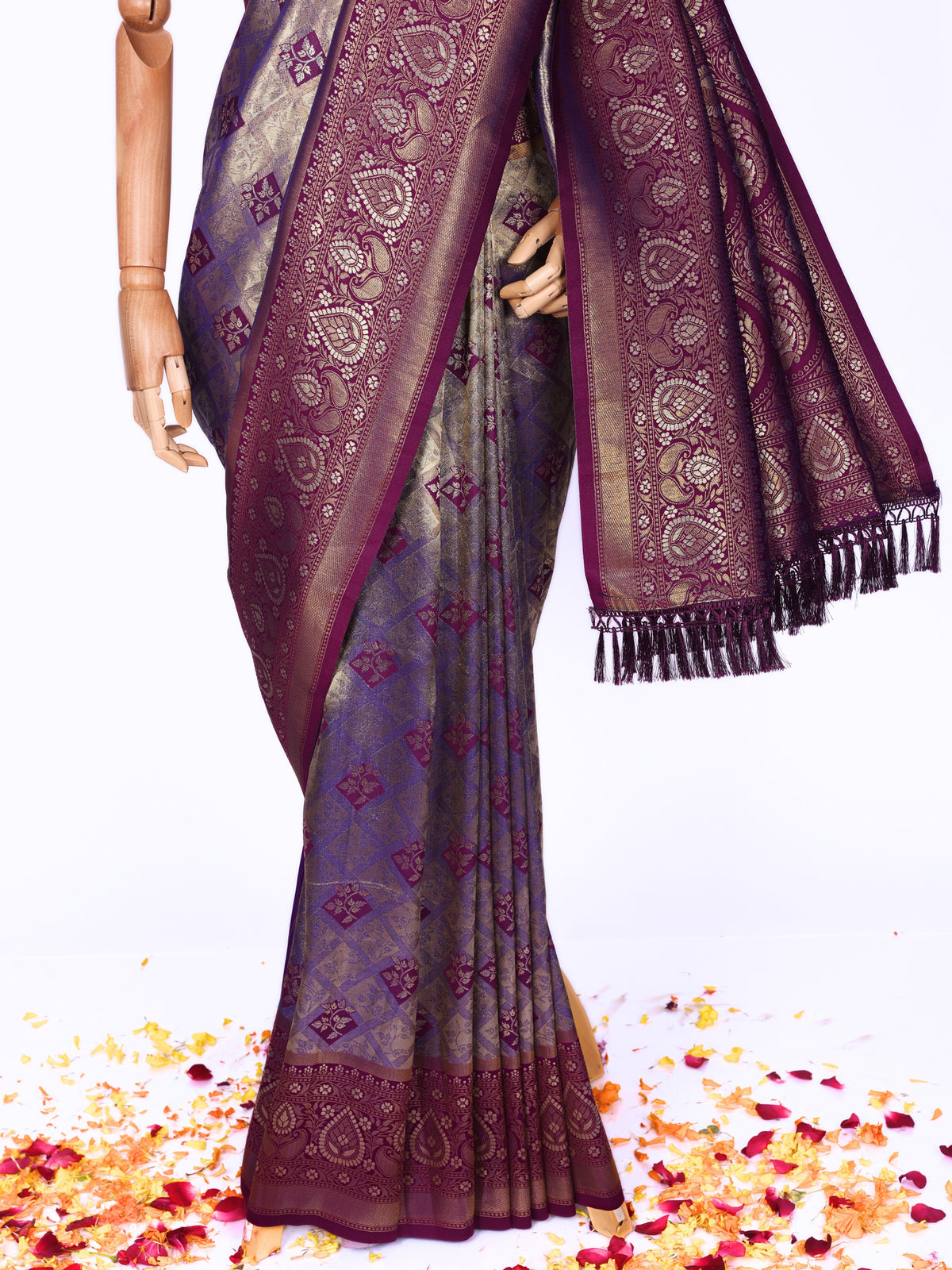 Purple color Kanjivaram work Designer Saree BLS1012_Purple