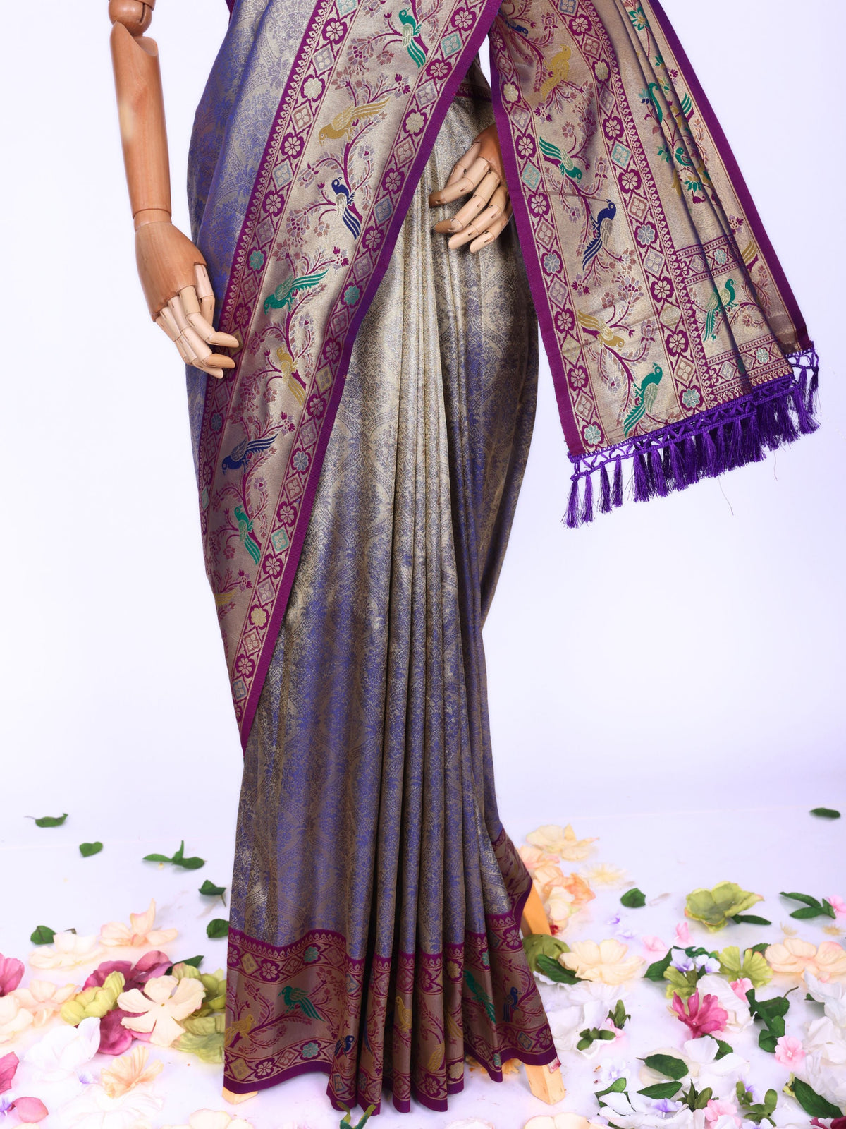 Purple color Kanjivaram work Designer Saree BLS1014_Purple
