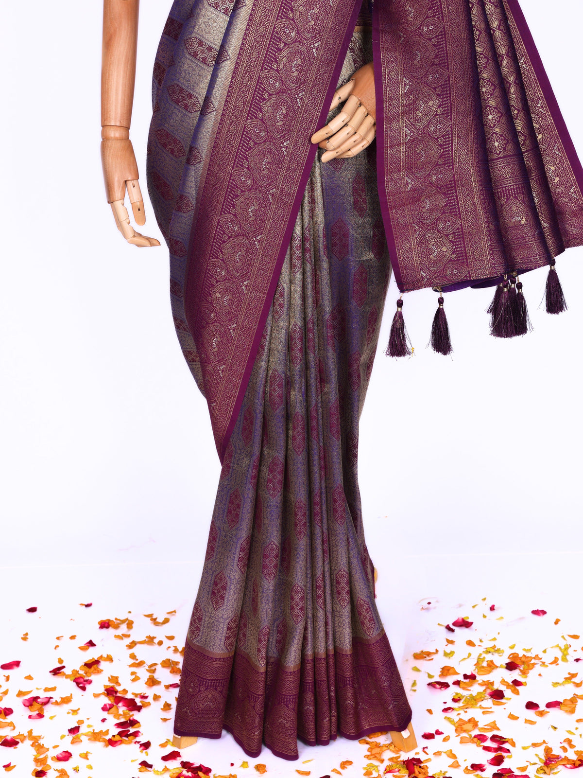 Purple color Kanjivaram work Designer Saree BLS1010_Purple