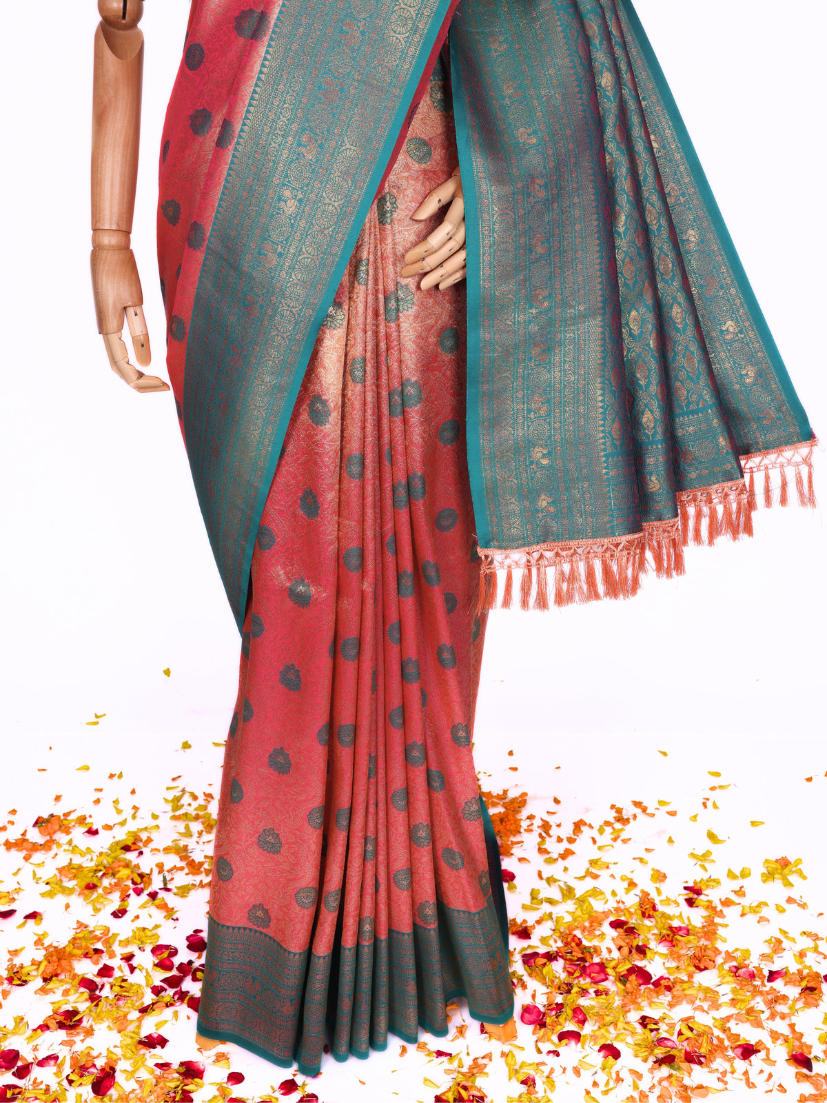Peach color Kanjivaram work Designer Saree BLS1009_Peach