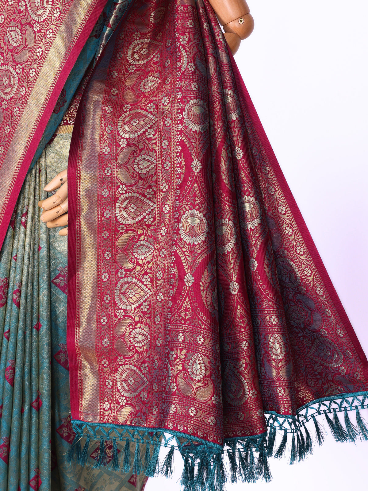 Sky blue color Kanjivaram work Designer Saree BLS1012_Sky blue
