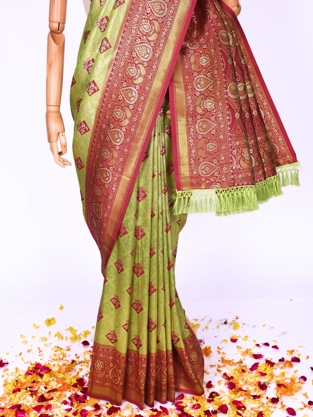 Parrot color Kanjivaram work Designer Saree BLS1012_Parrot