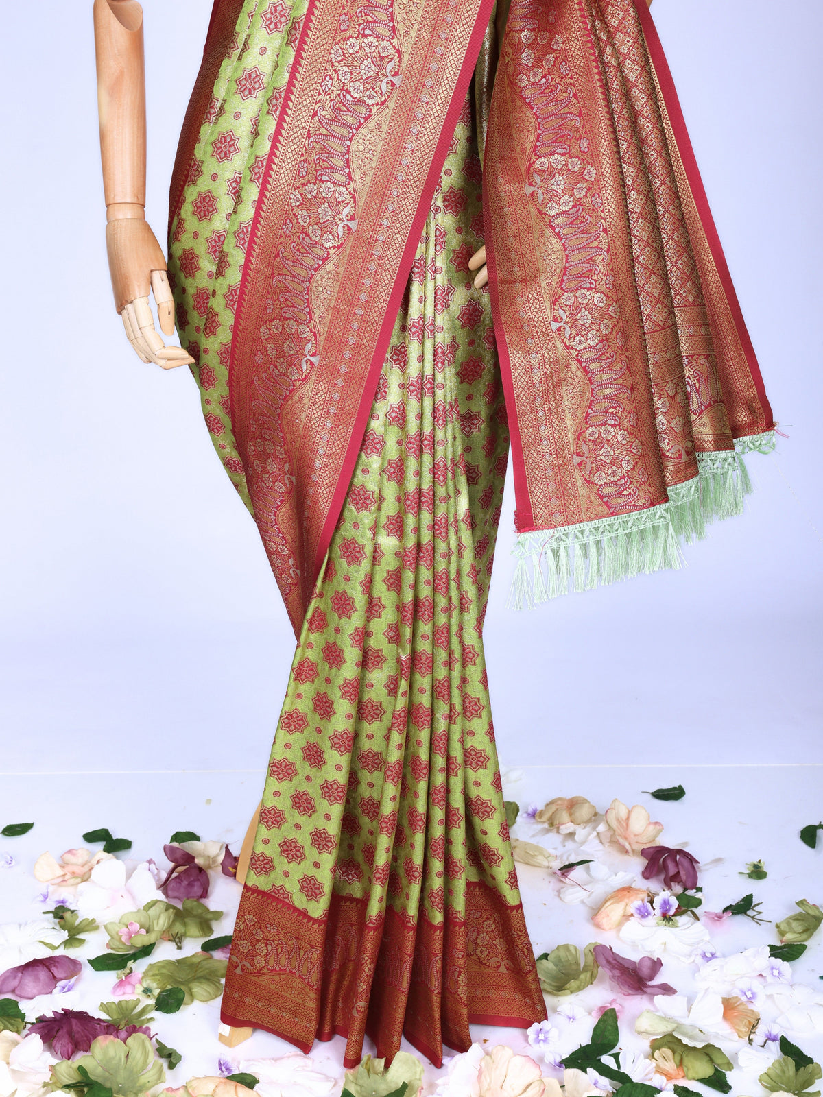 Parrot color Kanjivaram work Designer Saree BLS1003_Parrot