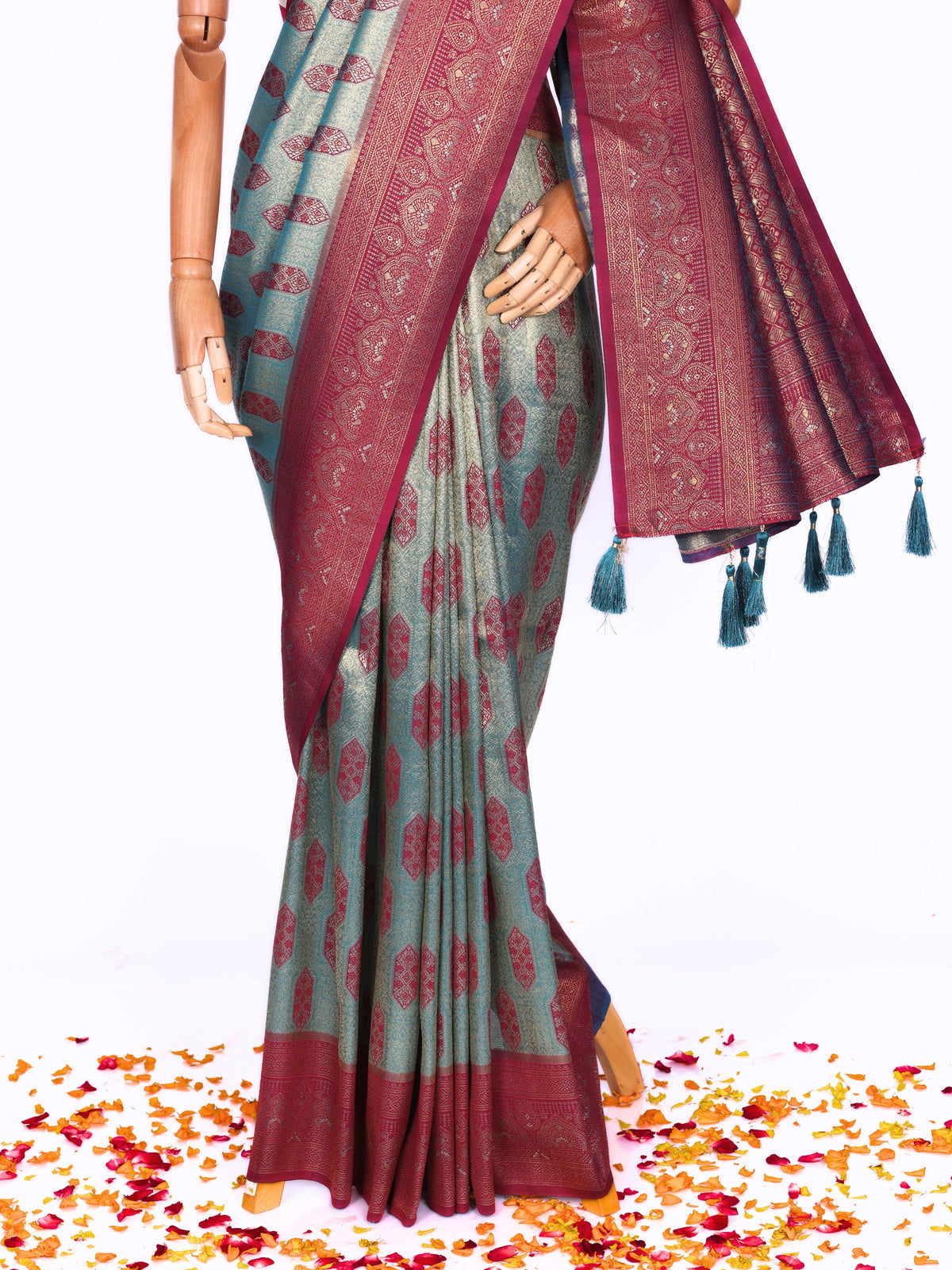 Skyblue color Kanjivaram work Designer Saree BLS1010_Skyblue