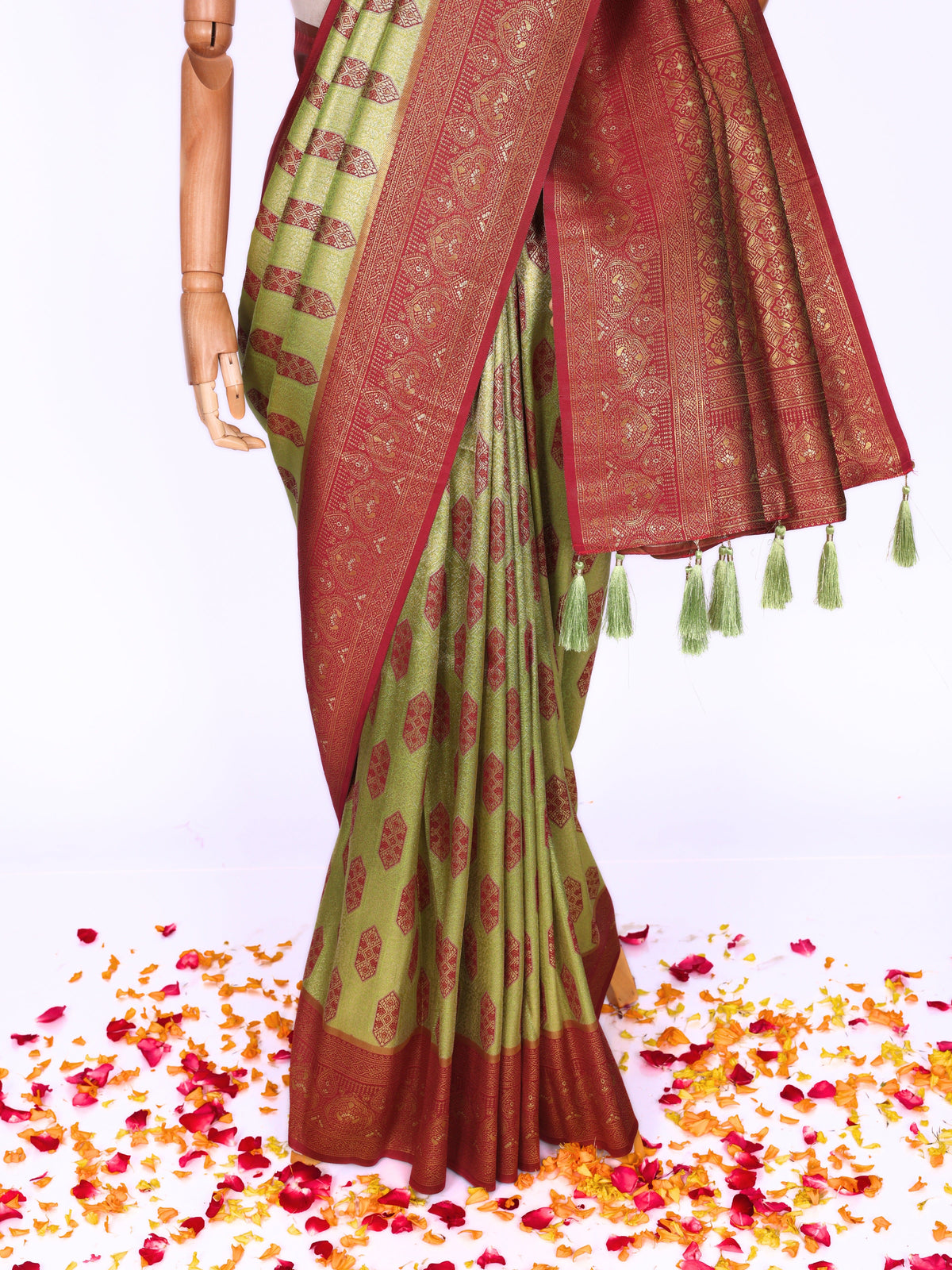Parrot color Kanjivaram work Designer Saree BLS1010_Parrot