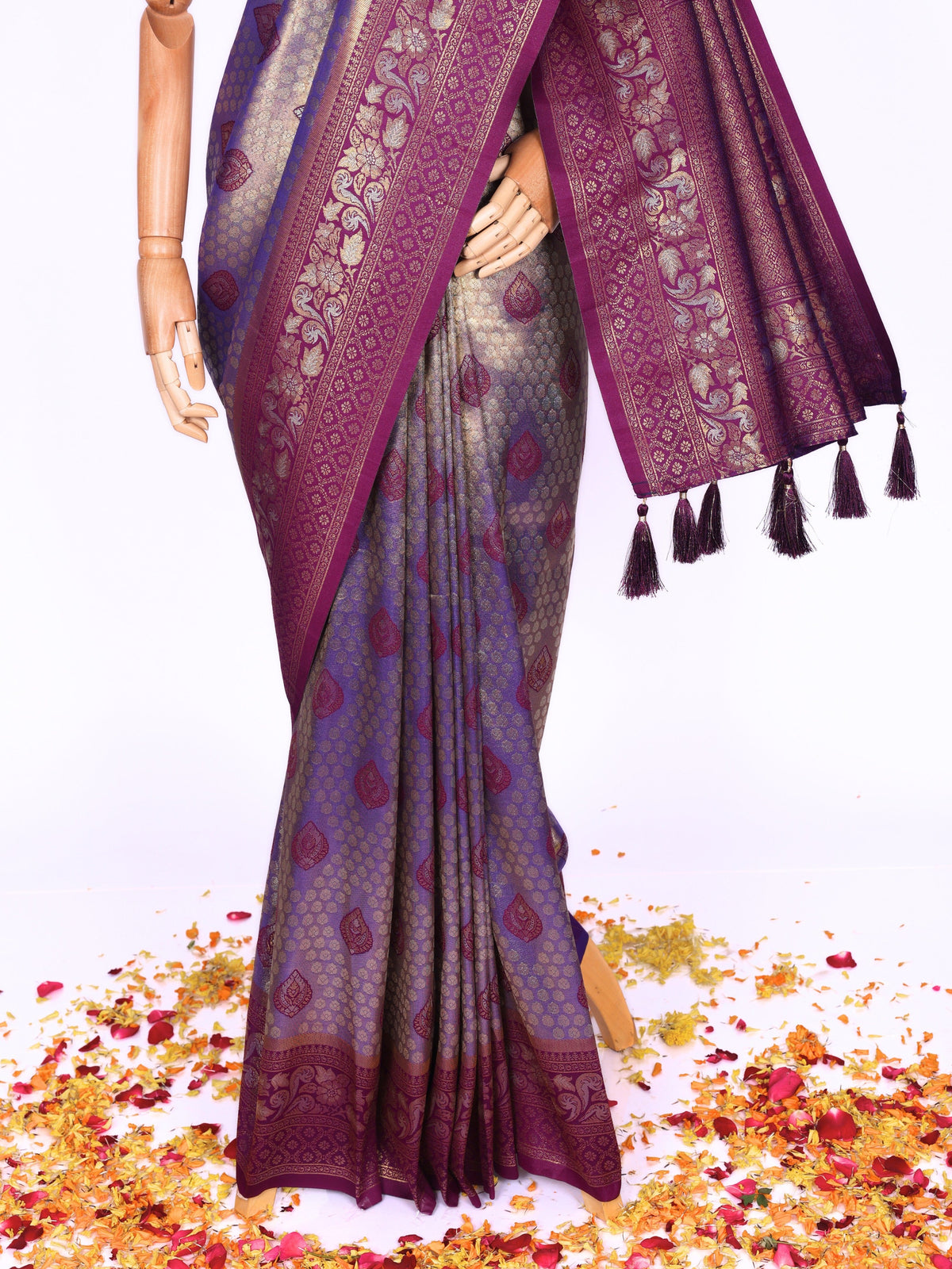 Purple color Kanjivaram work Designer Saree BLS1007_Purple
